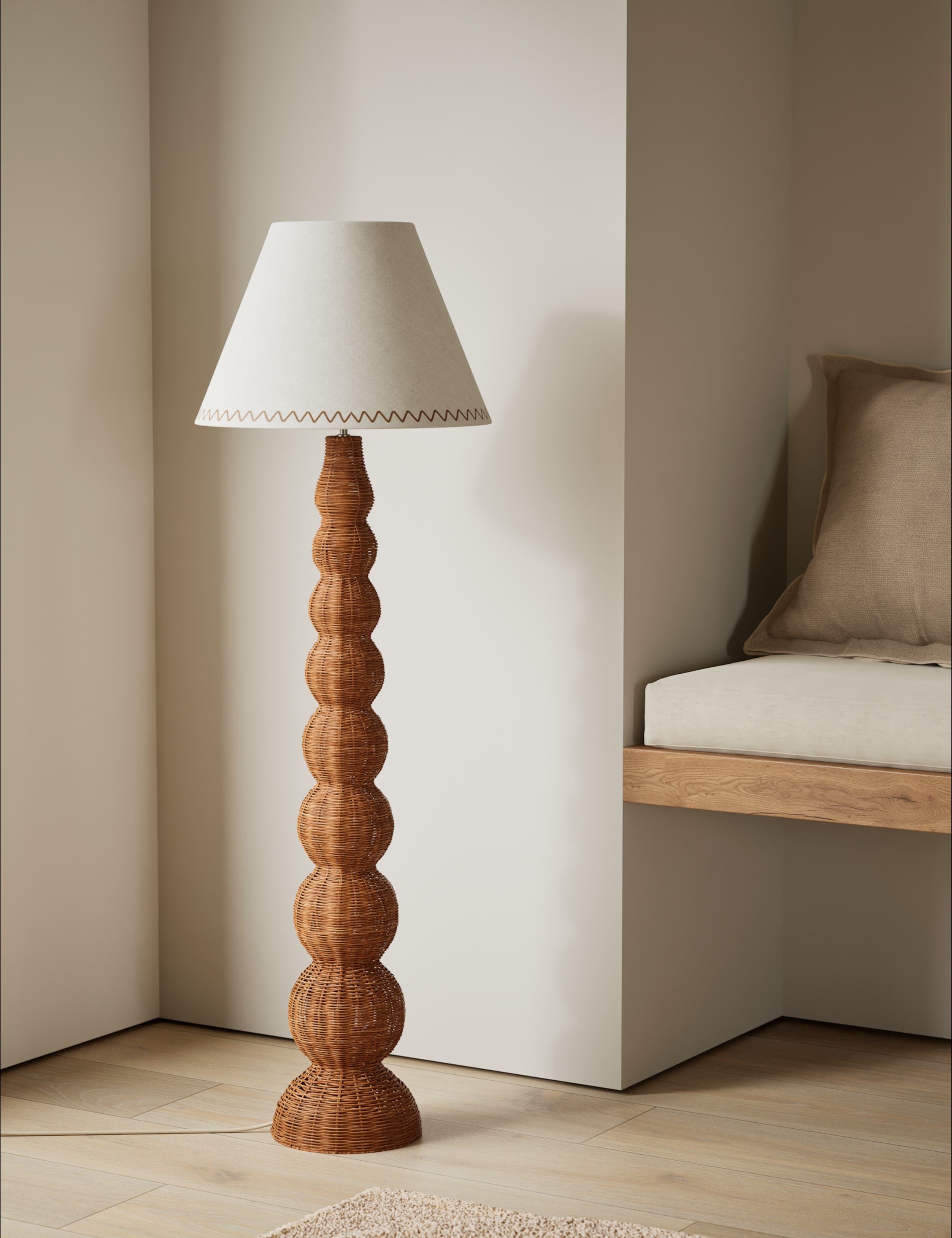 Wicker Graduated Base Floor Lamp