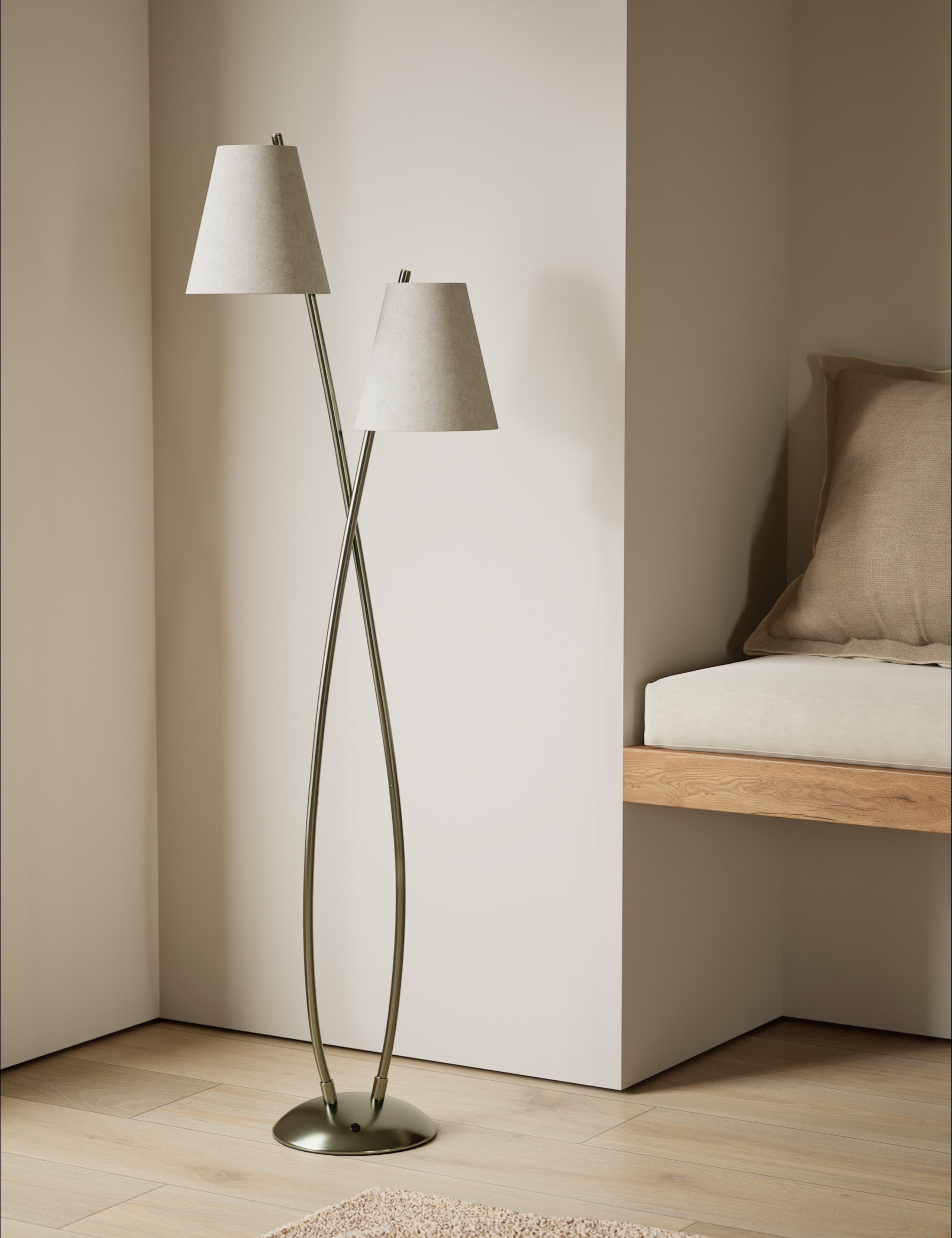 Rechargeable Curved Double Floor Lamp