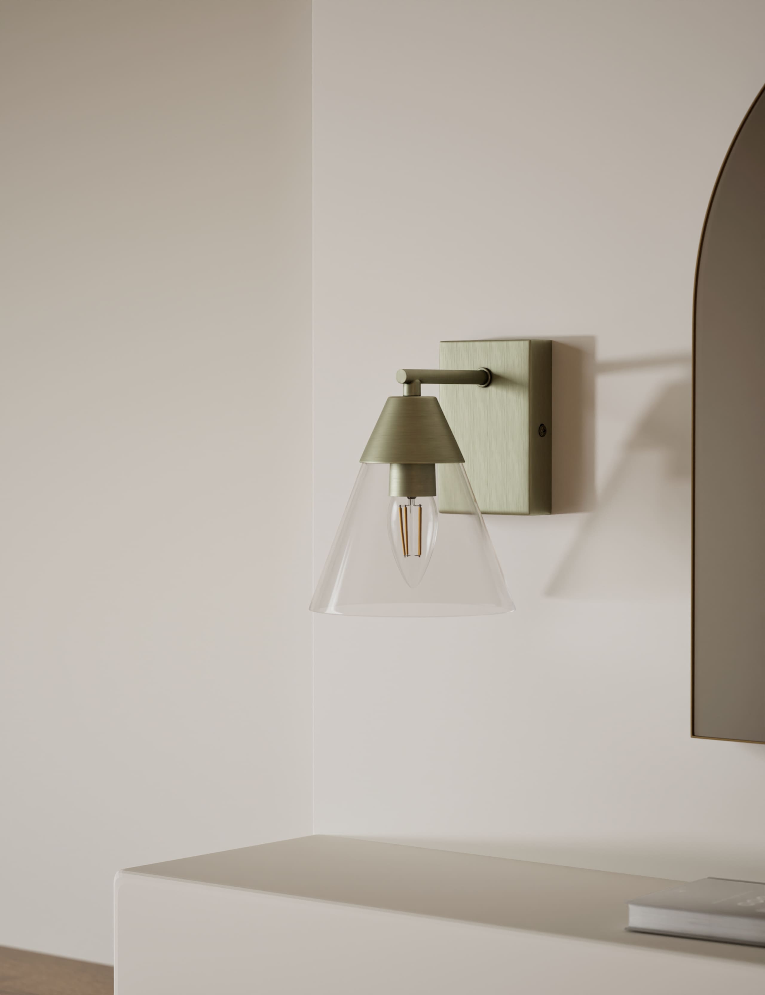 Square Base Cone Hinged Wall Light