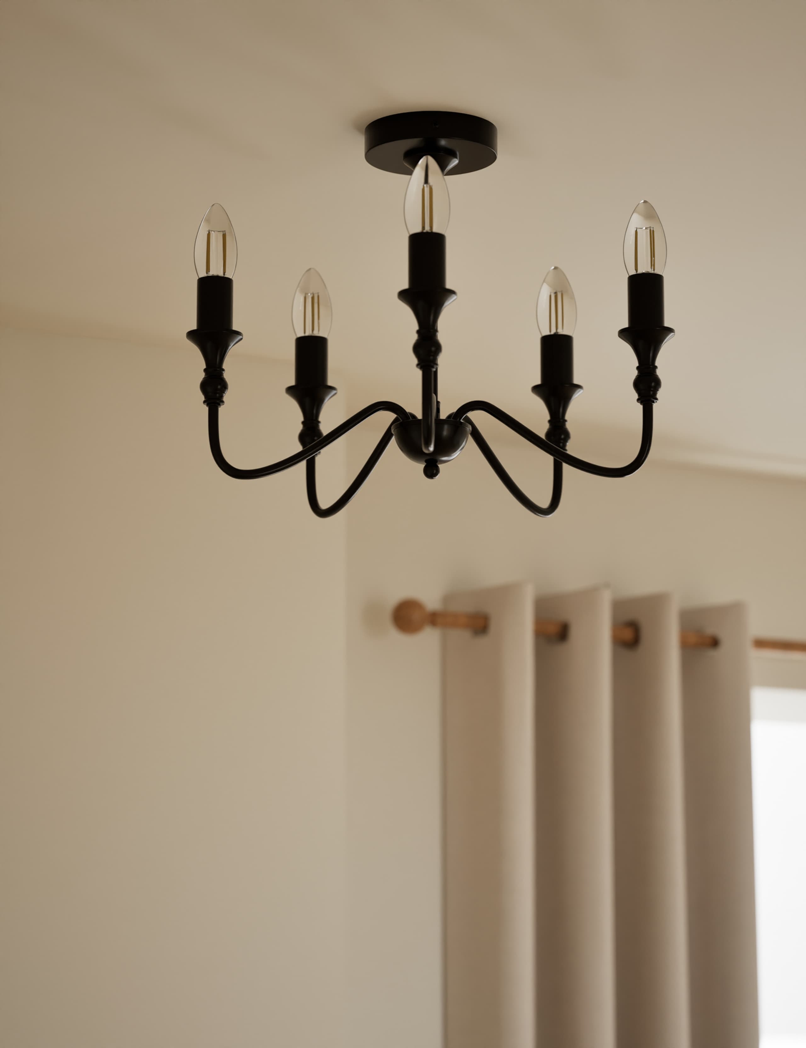 Metal 5 Light Flush Chandelier