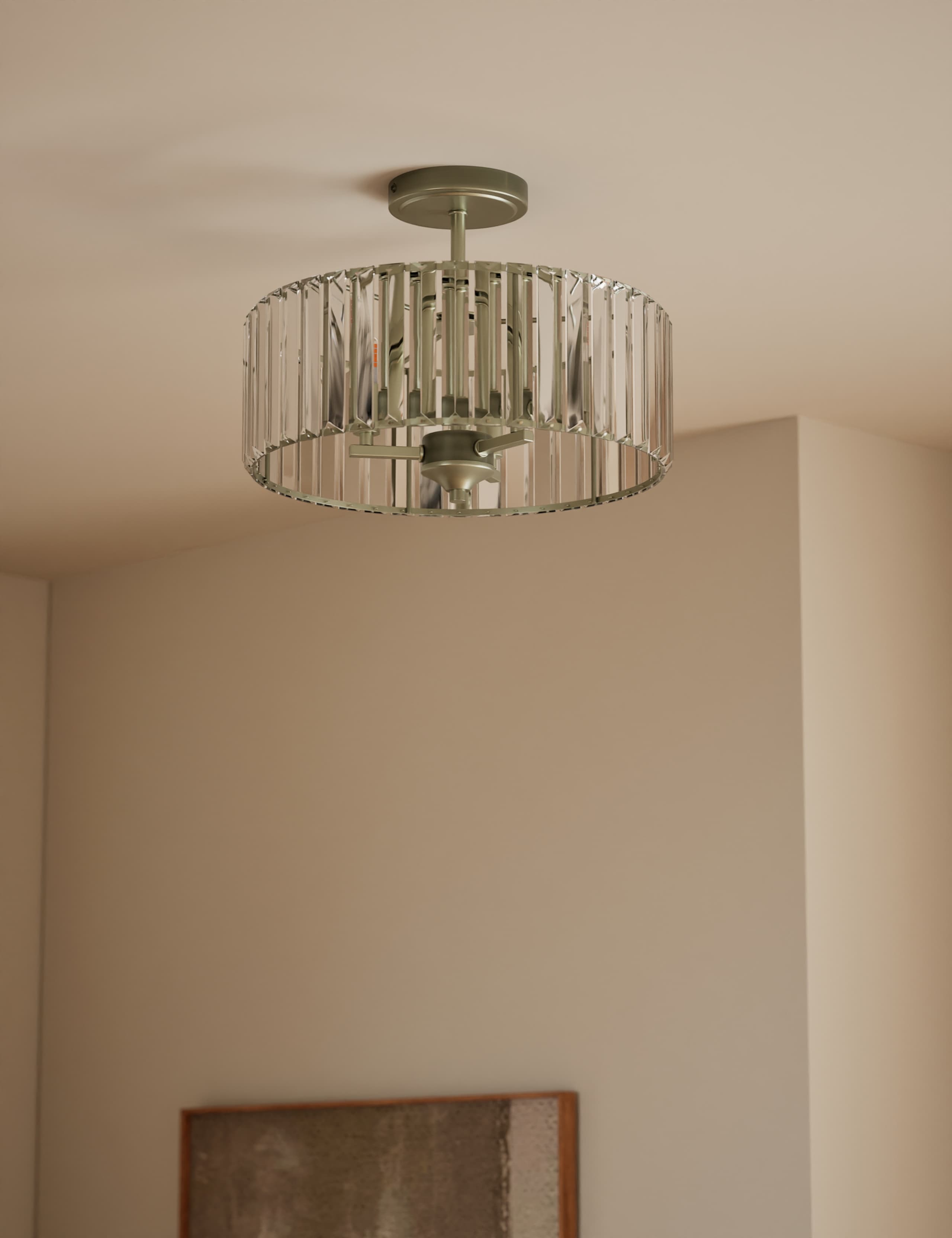 Crystal Glass Flush Ceiling Light