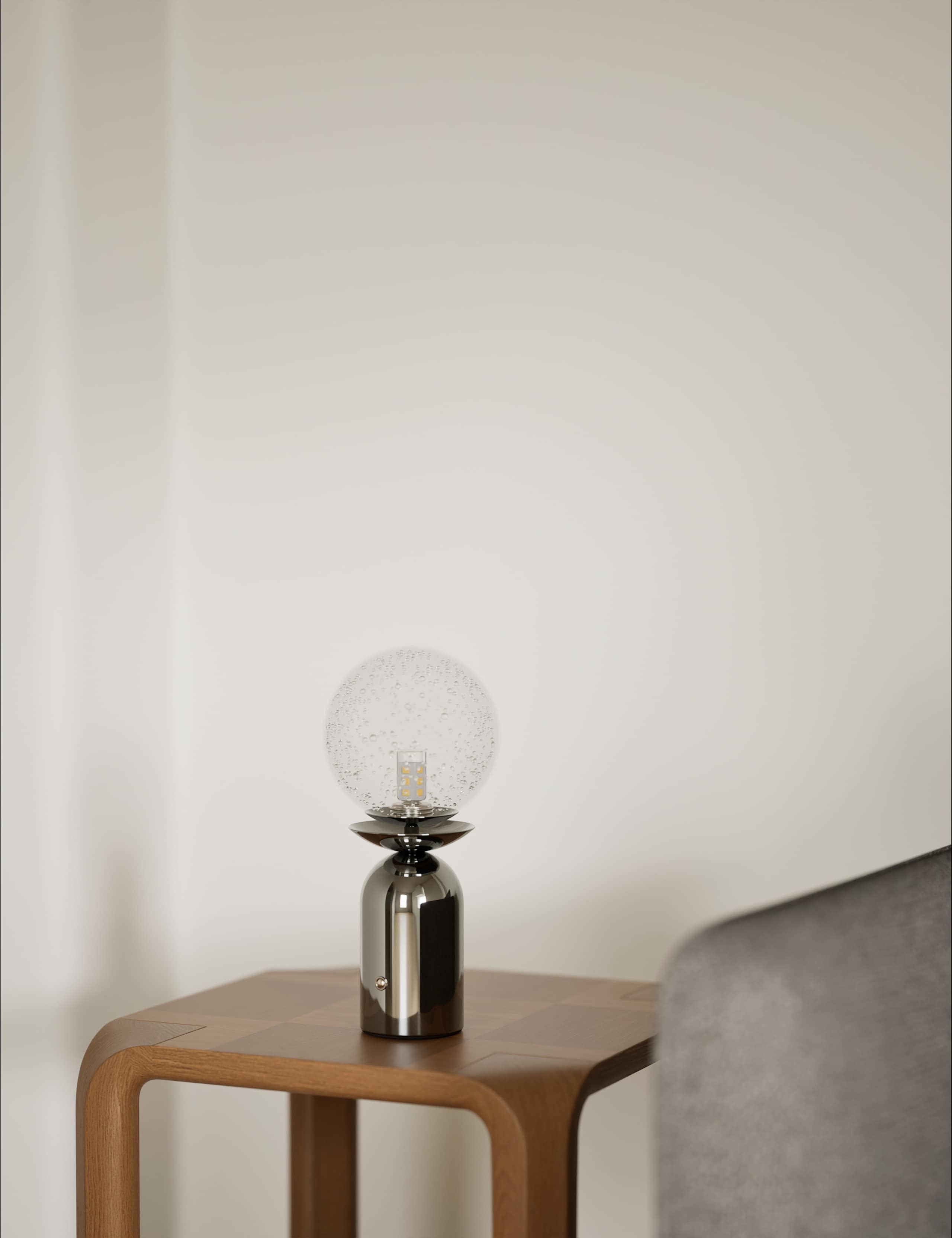 Rechargeable Bubble Glass Globe Table Lamp