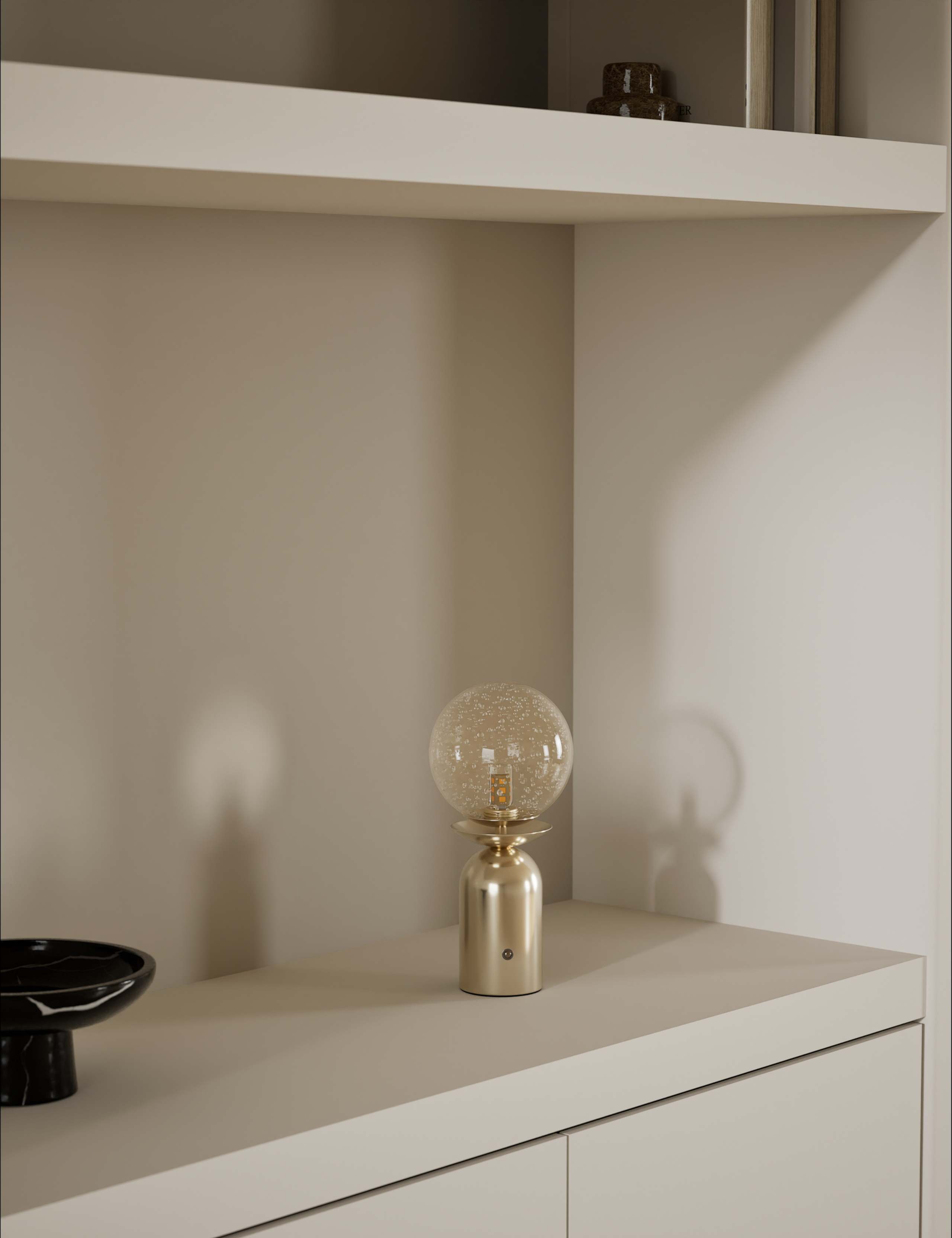 Rechargeable Bubble Glass Globe Table Lamp