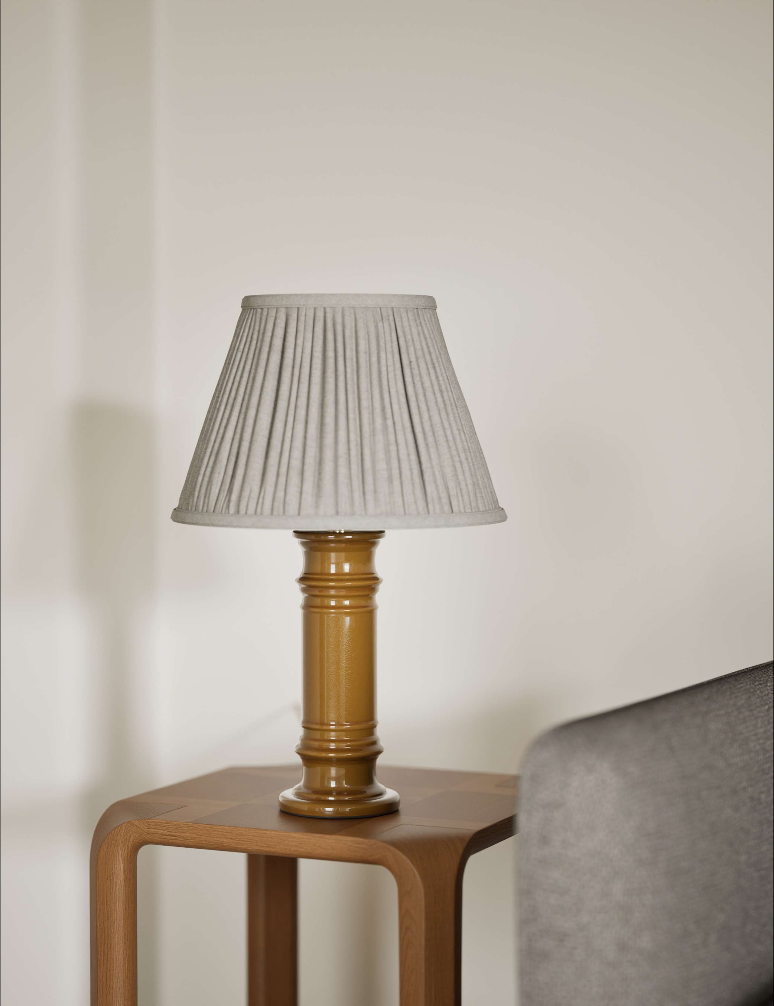Ceramic Column Frill Shade Table Lamp