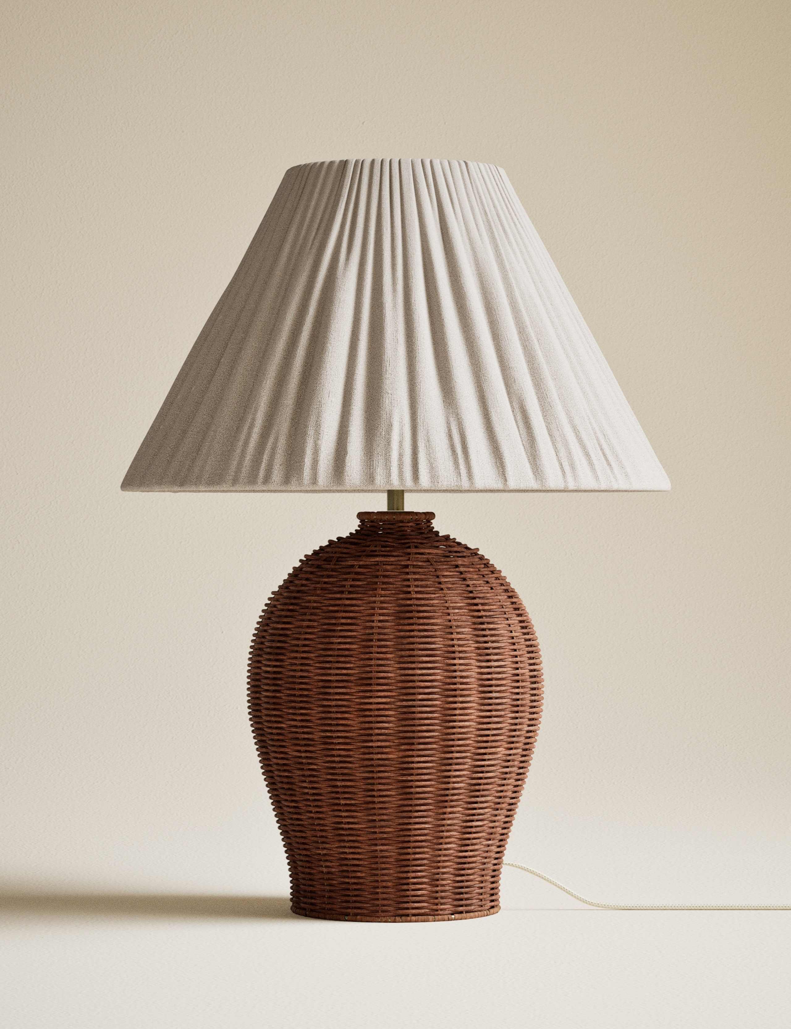 Wicker Pleated Shade Table Lamp