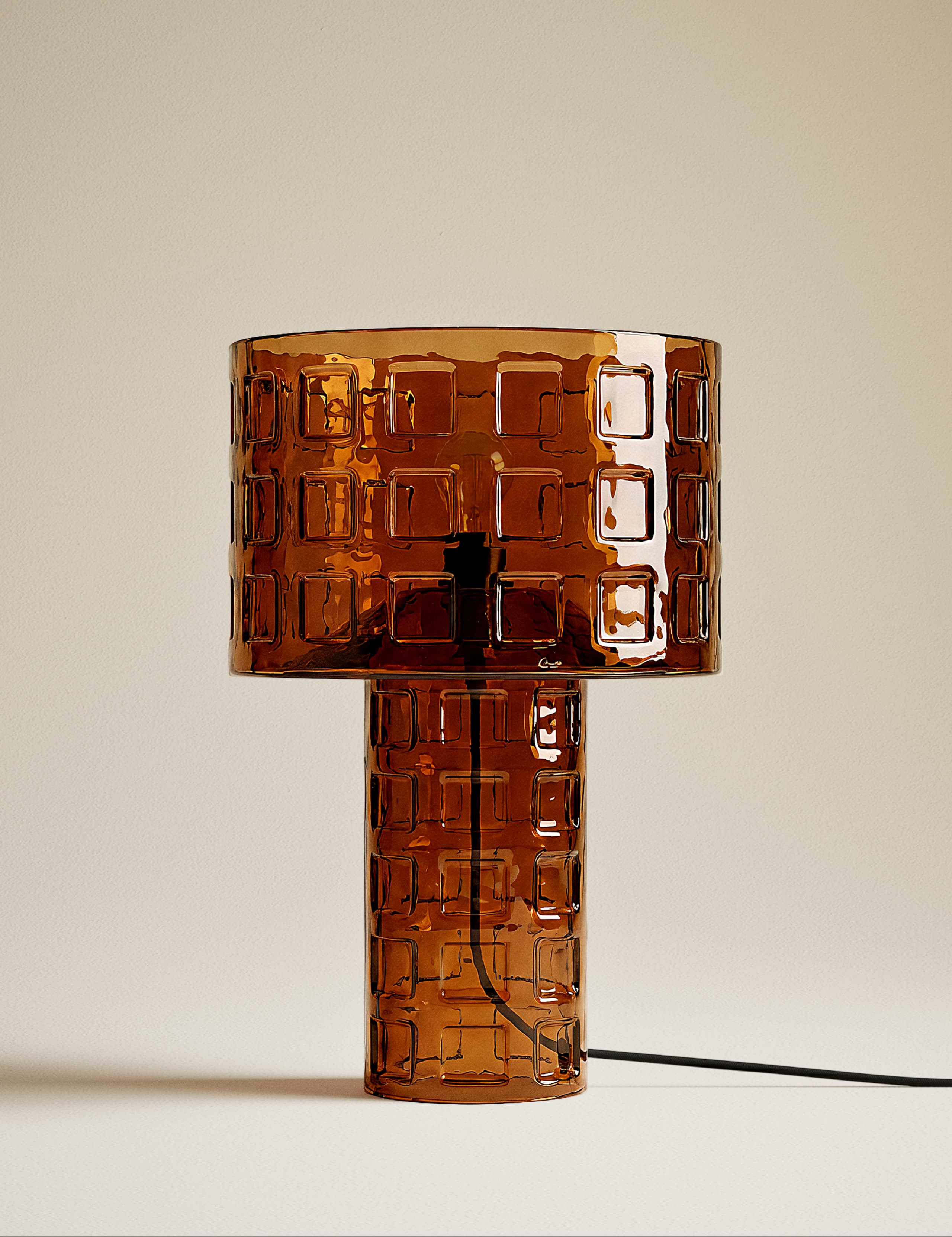 Double Layer Shade Glass Base Table Lamp