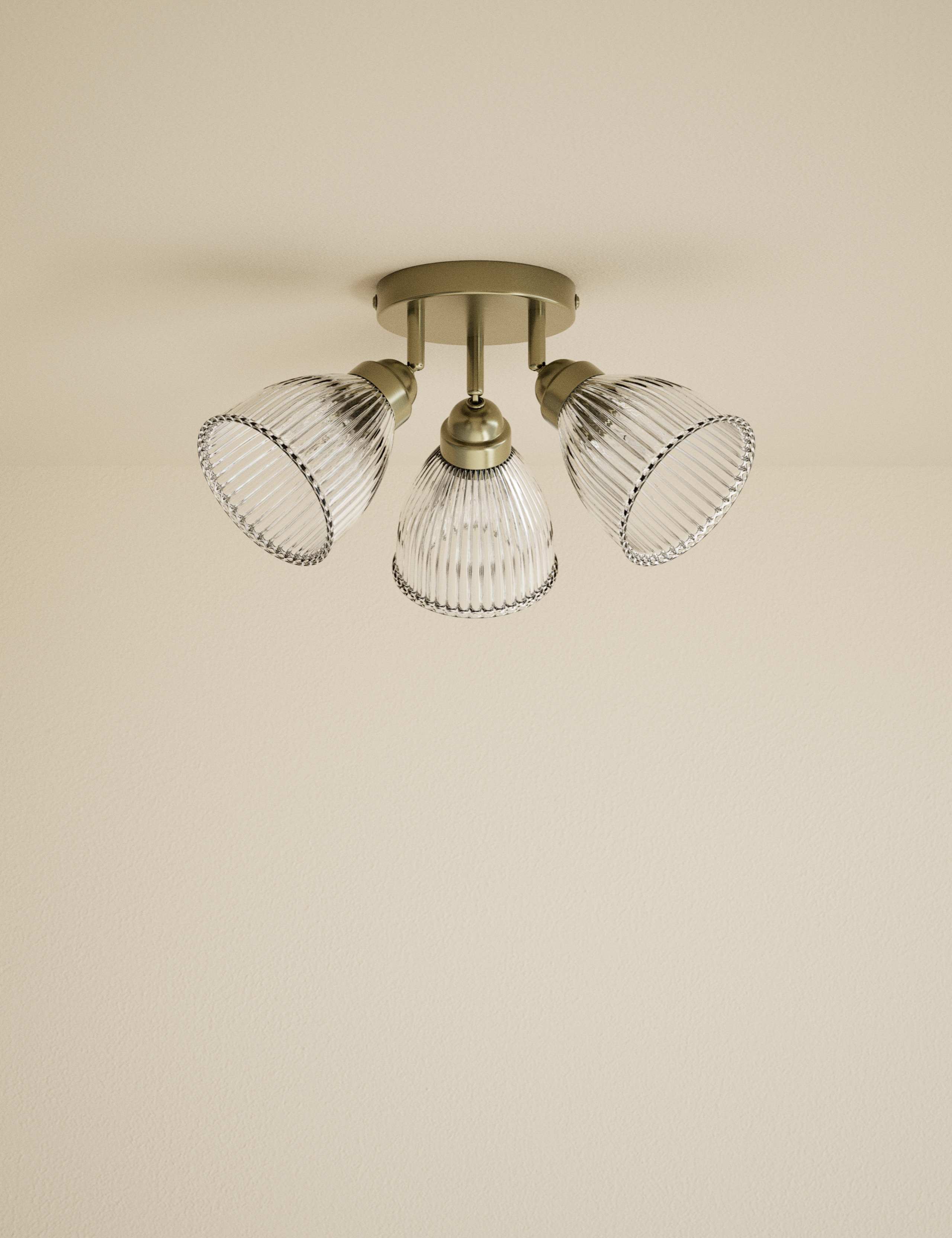 Florence 3 Light Ribbed Flush Ceiling Light