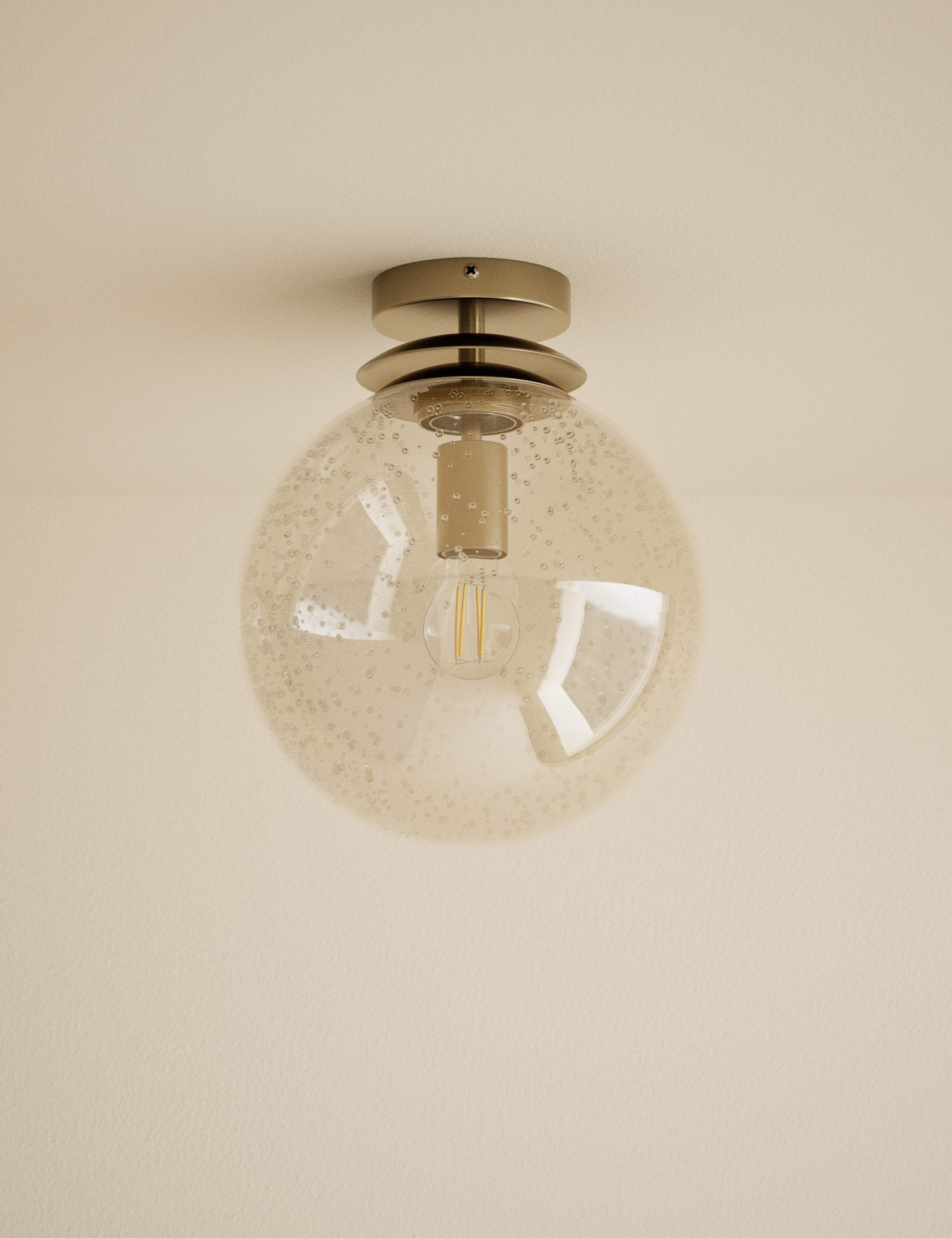 Bubble Glass Globe Flush Ceiling Light