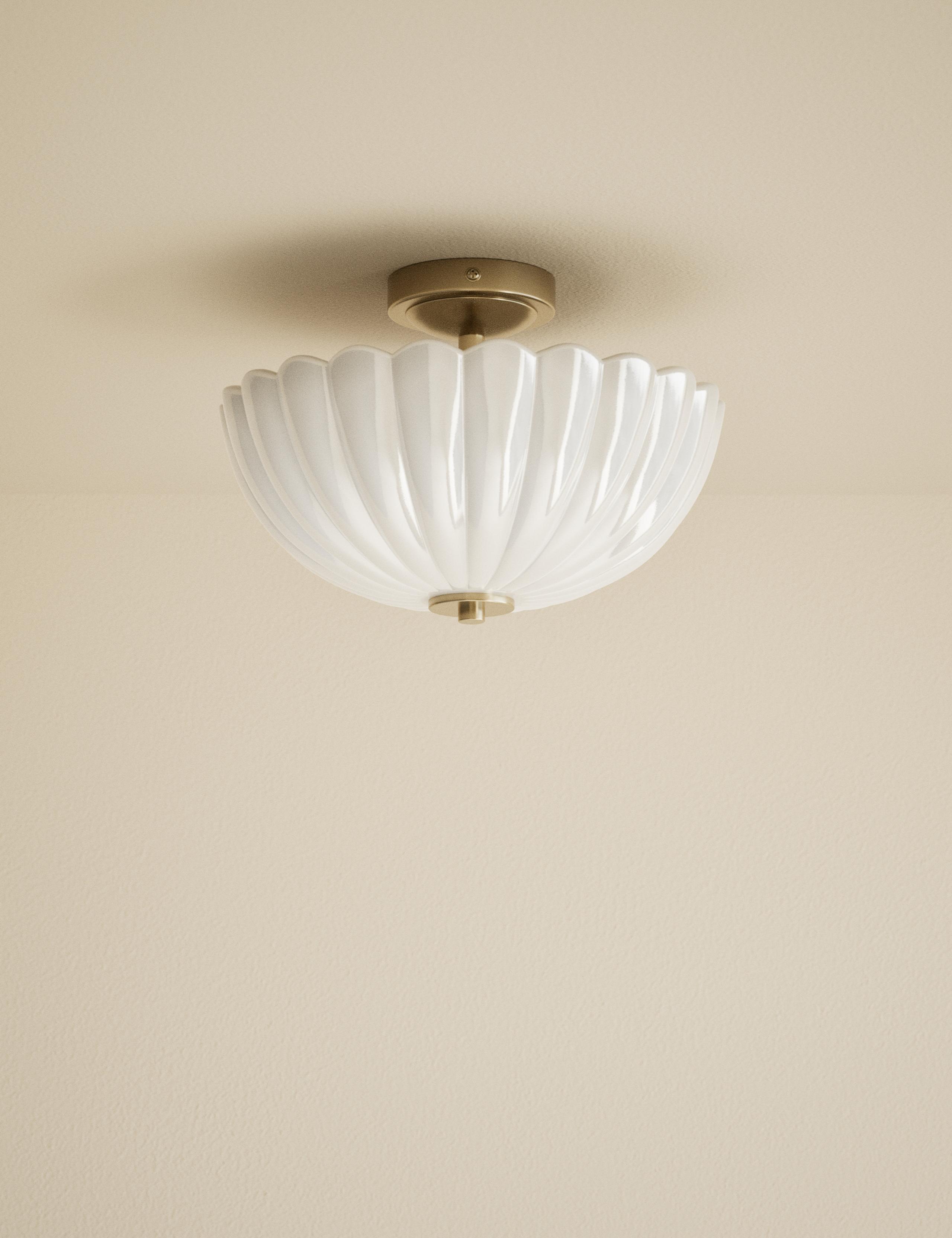 Scallop Uplighter Flush Ceiling Light