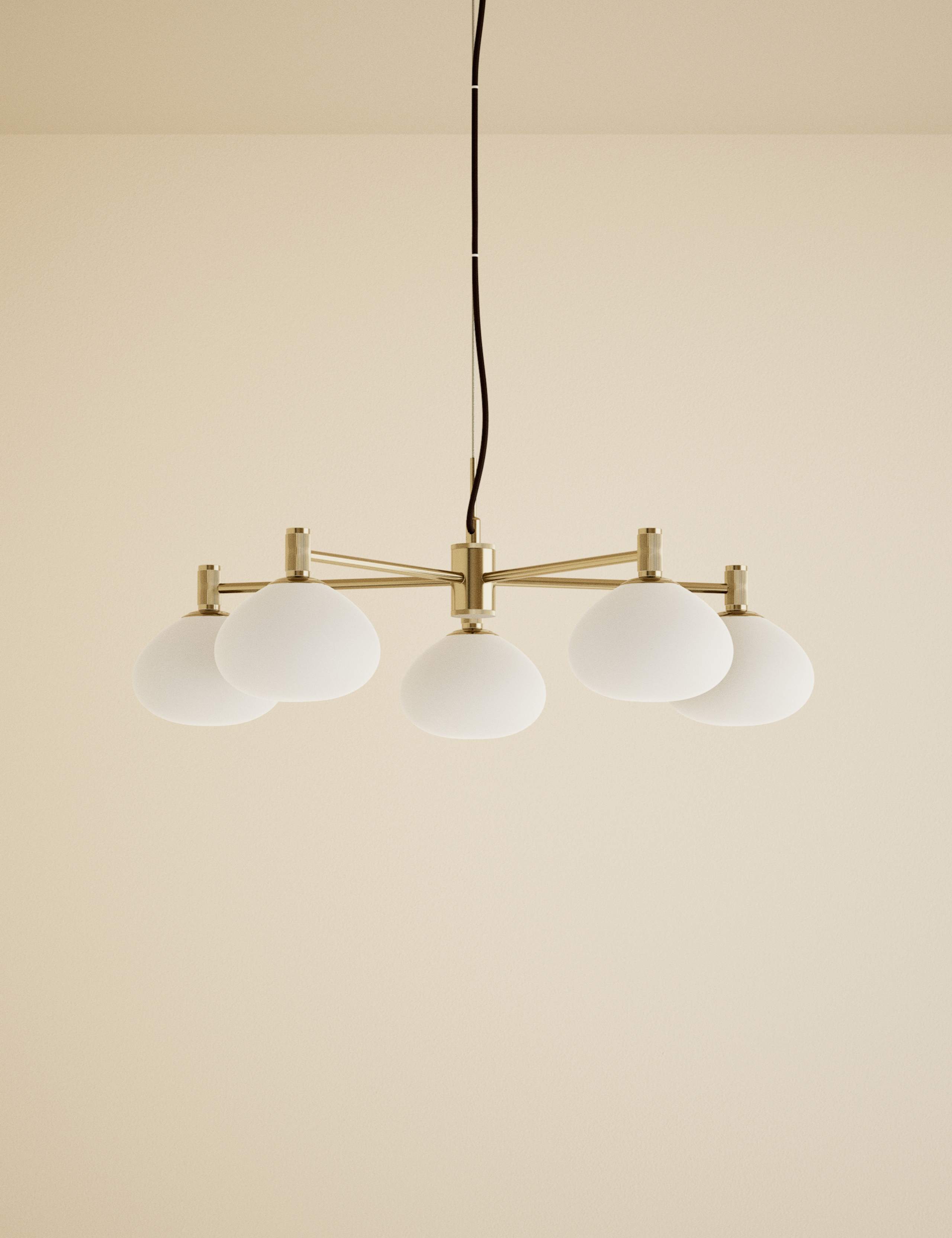 Metal and Glass 5 Light Pendant Light