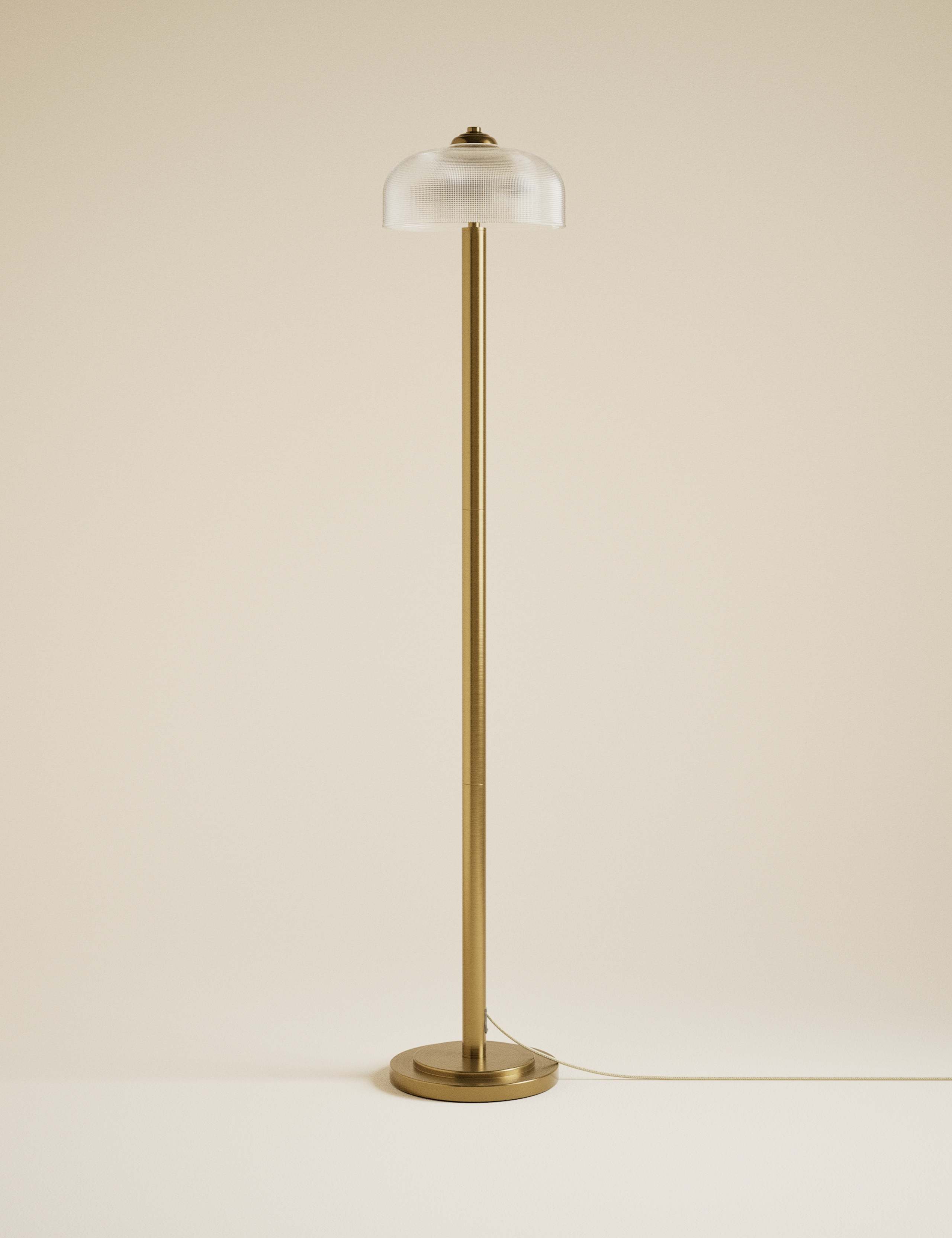 Reeded Glass Dome Head Floor Lamp