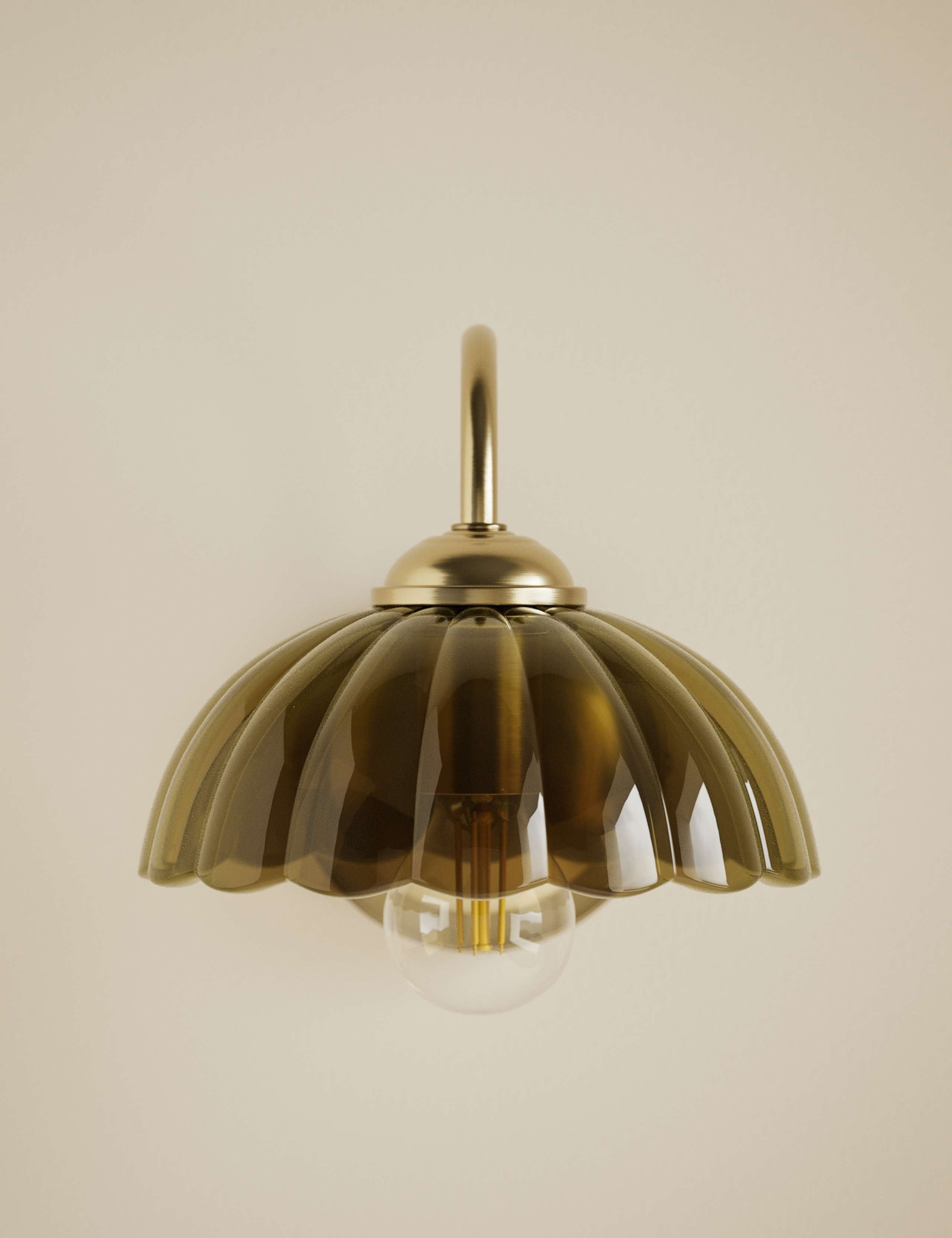Scalloped Glass Shade Wall Light