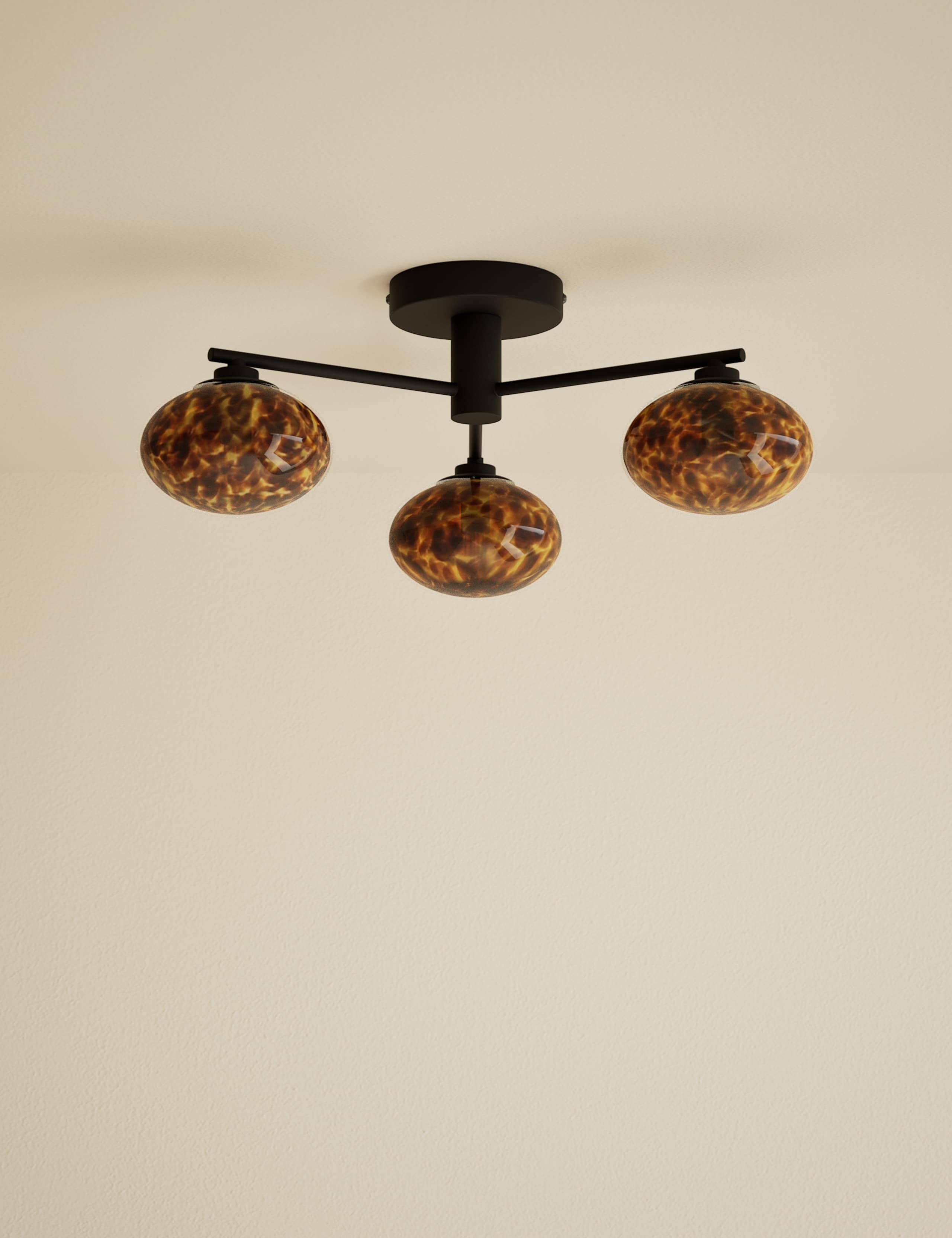 3 Light Tortoiseshell Flush Ceiling Light
