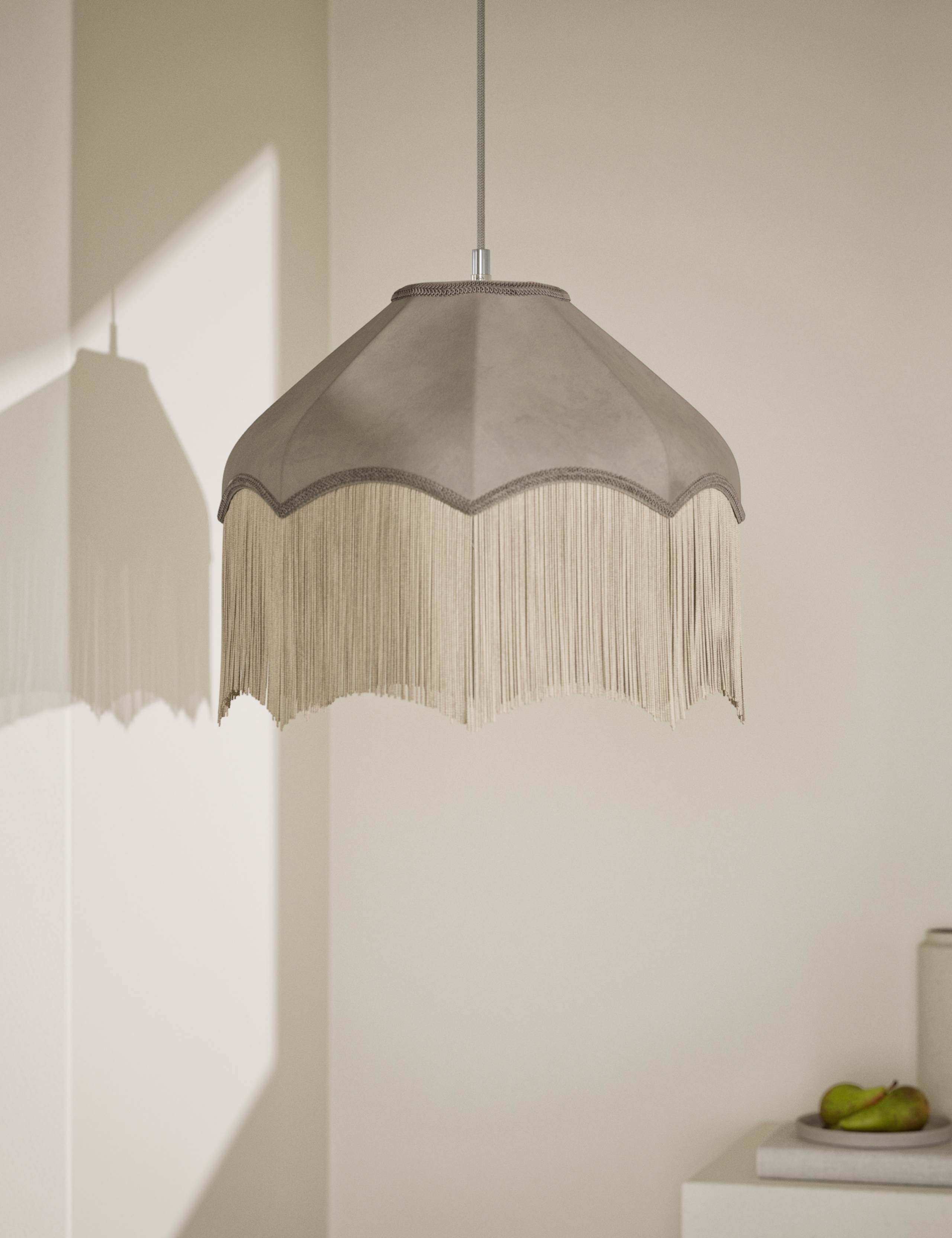 Fringed Velvet Lamp Shade