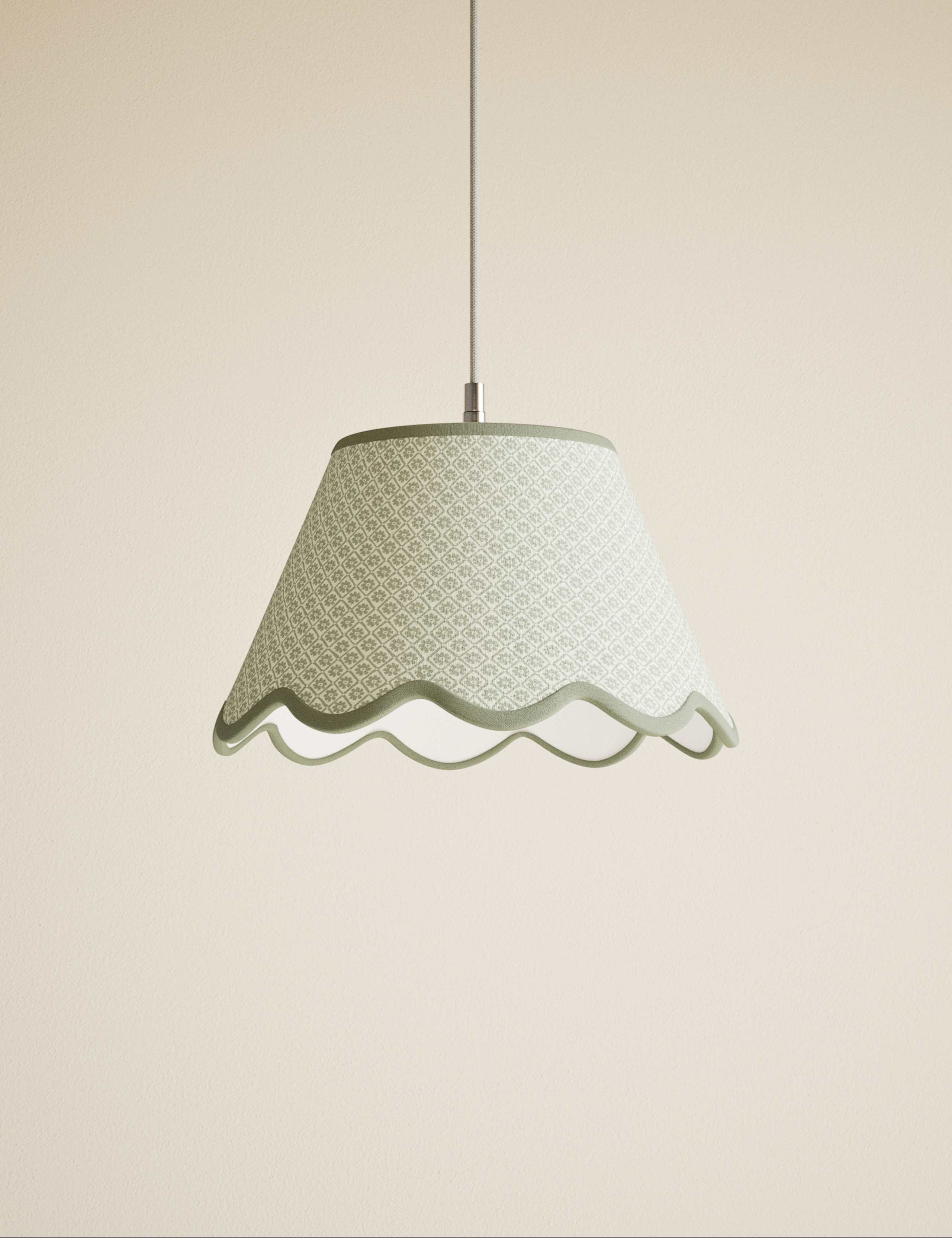 Printed Scallop Trim Large Lamp Shade