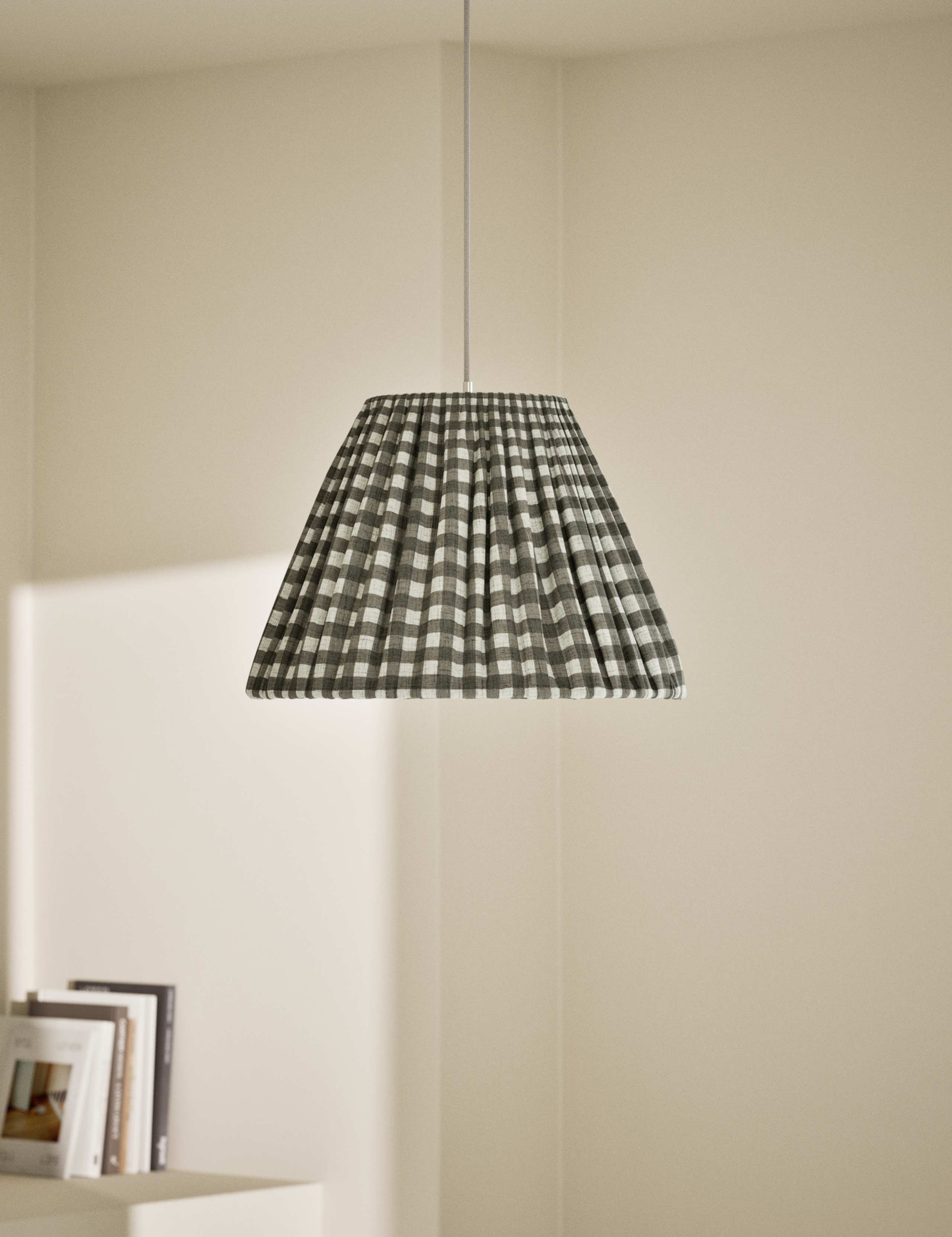 Pleated Gingham Ceiling Lamp Shade