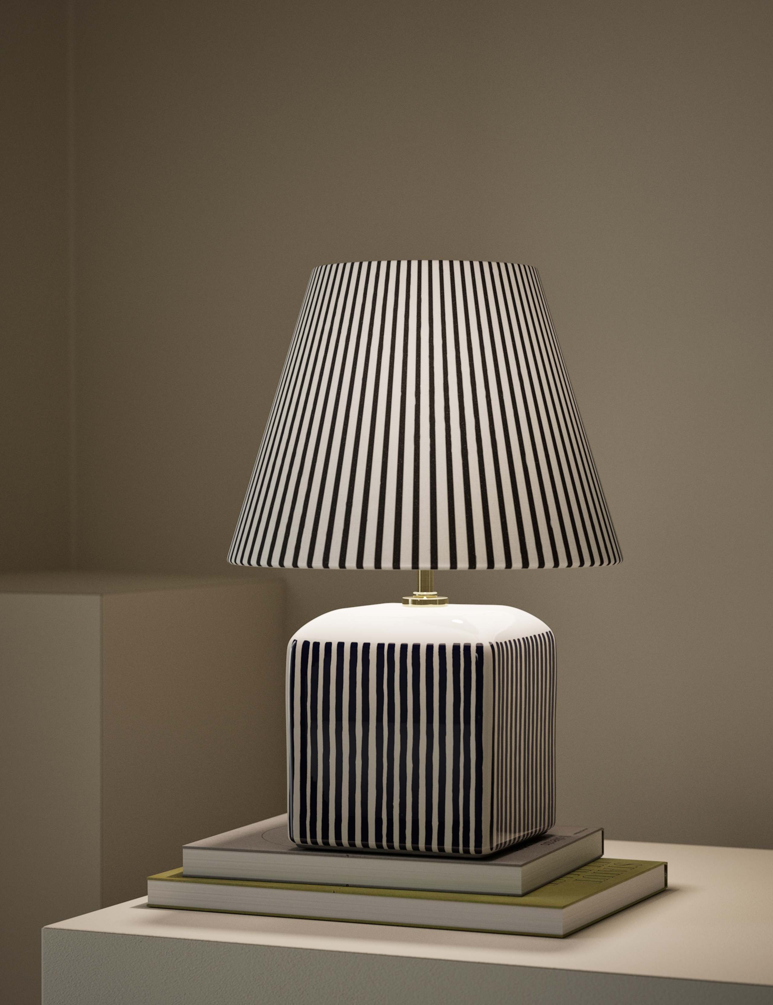 Joshua Ceramic Striped Rechargeable Table Lamp