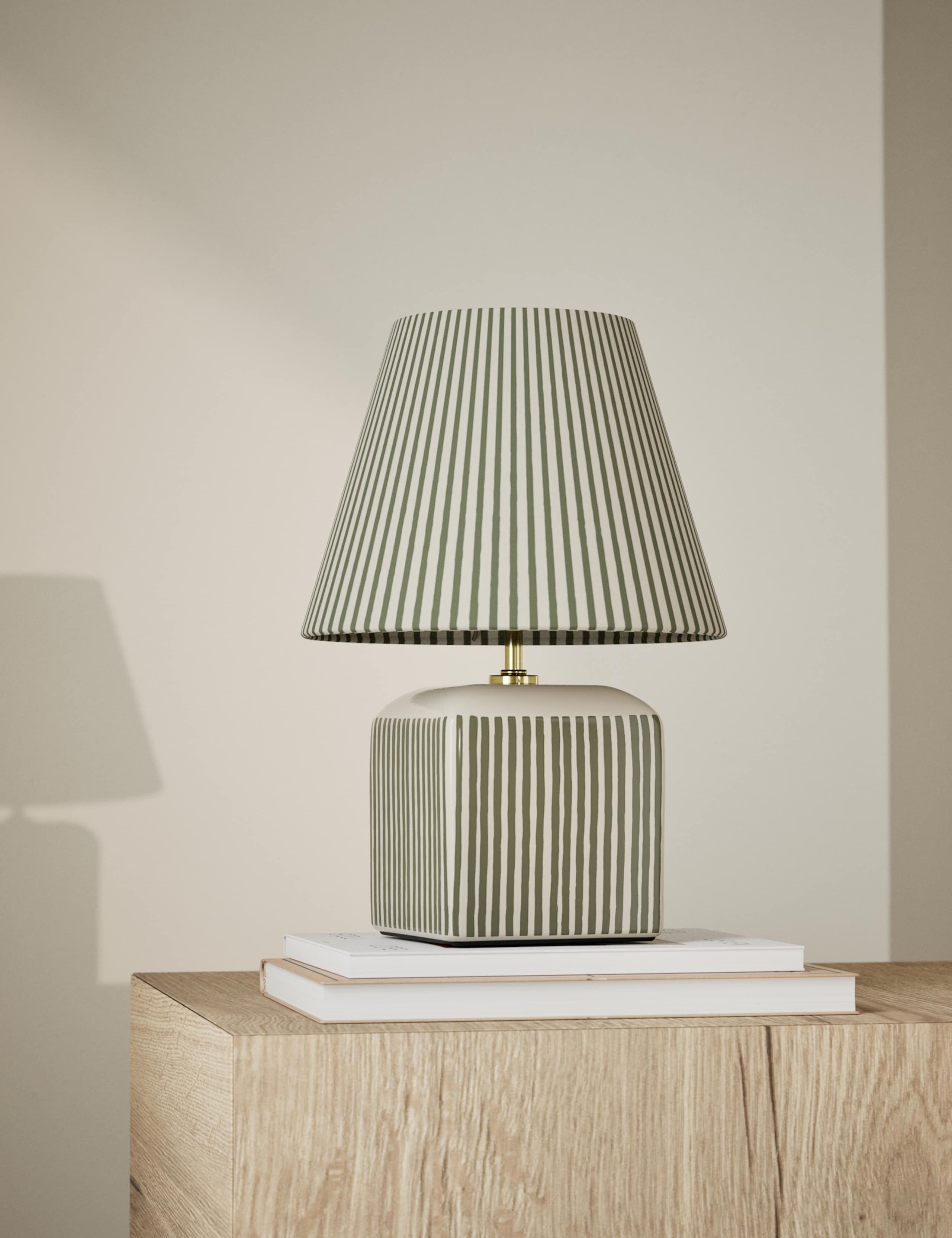 Joshua Ceramic Striped Rechargeable Table Lamp
