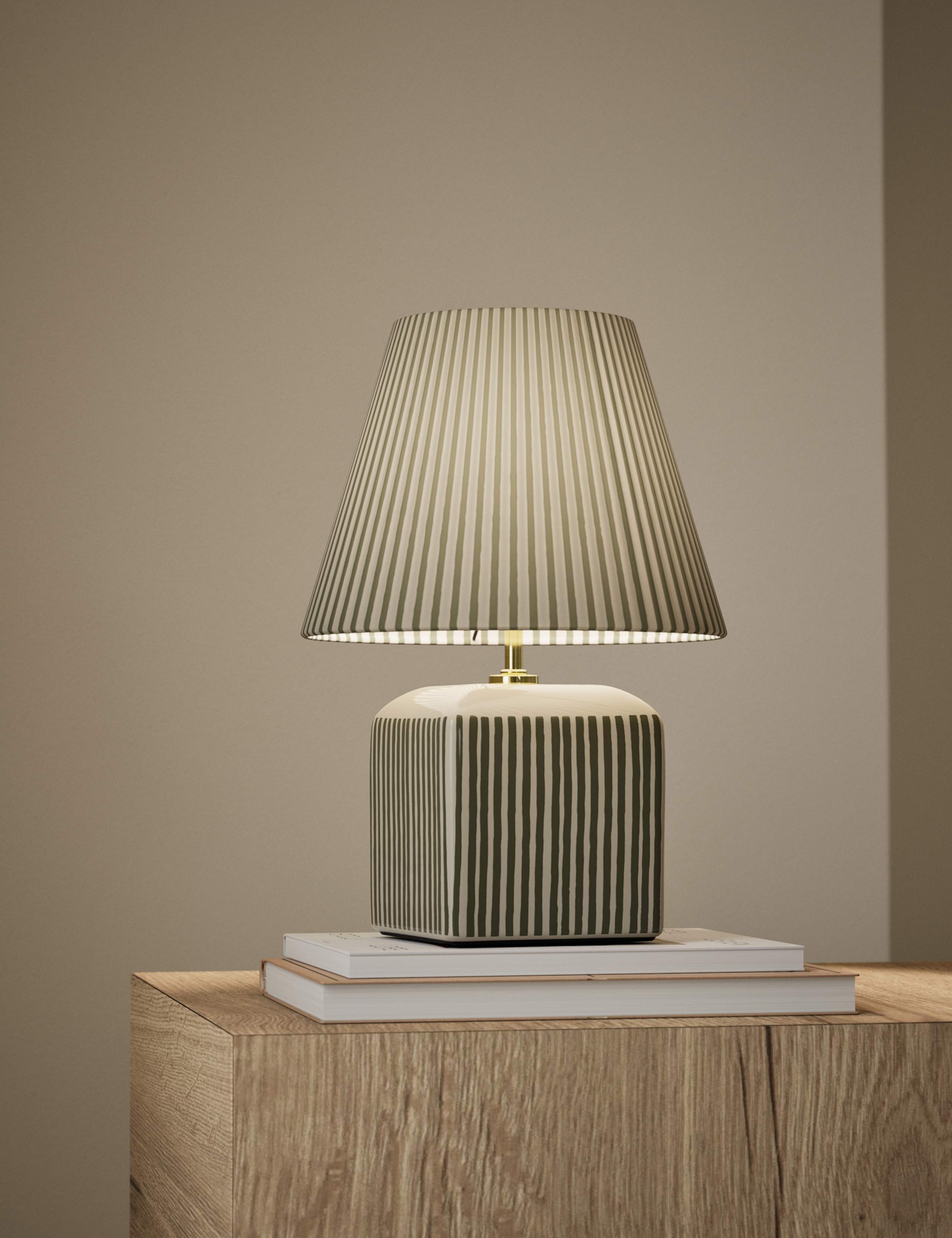 Joshua Ceramic Striped Rechargeable Table Lamp