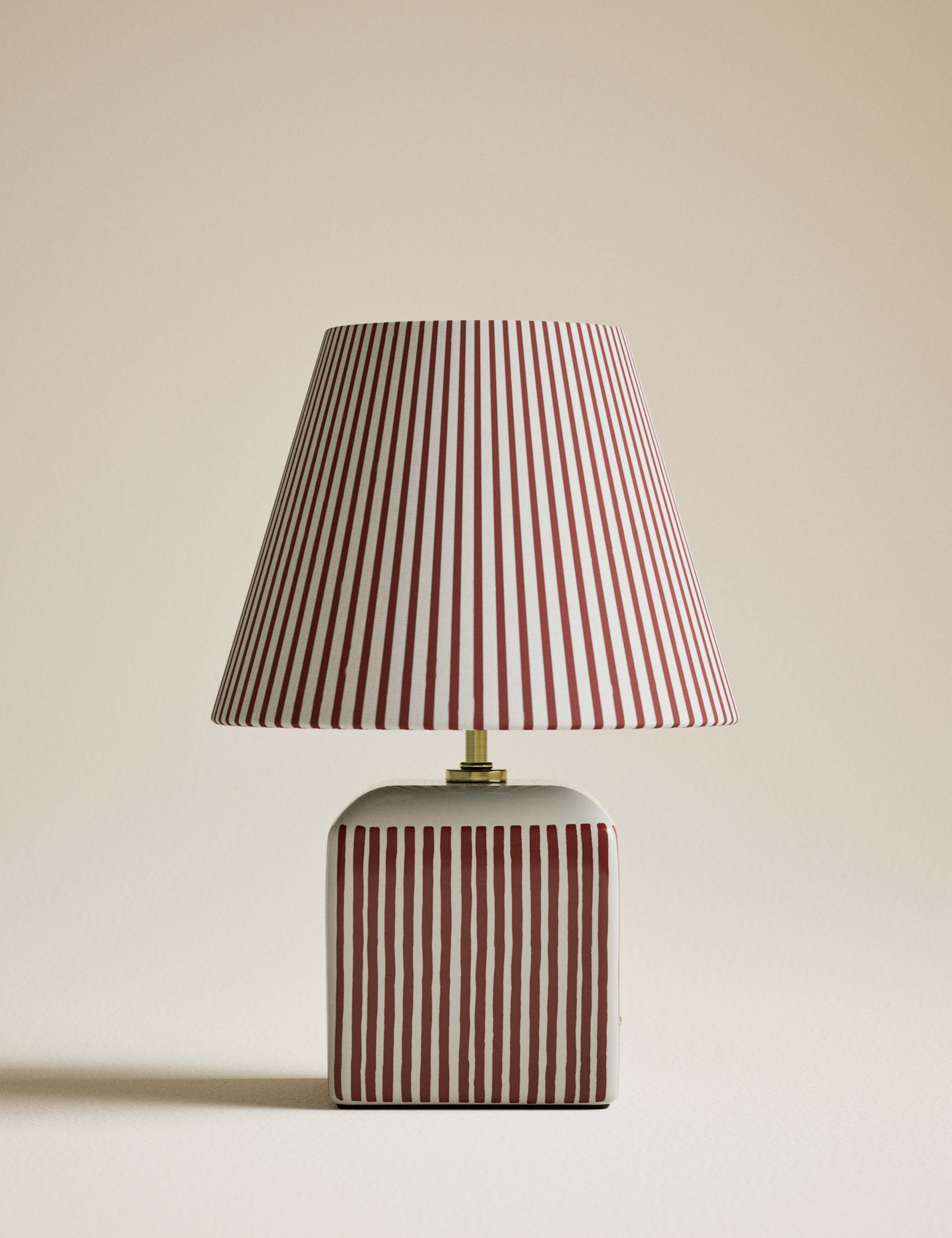 Joshua Ceramic Striped Rechargeable Table Lamp