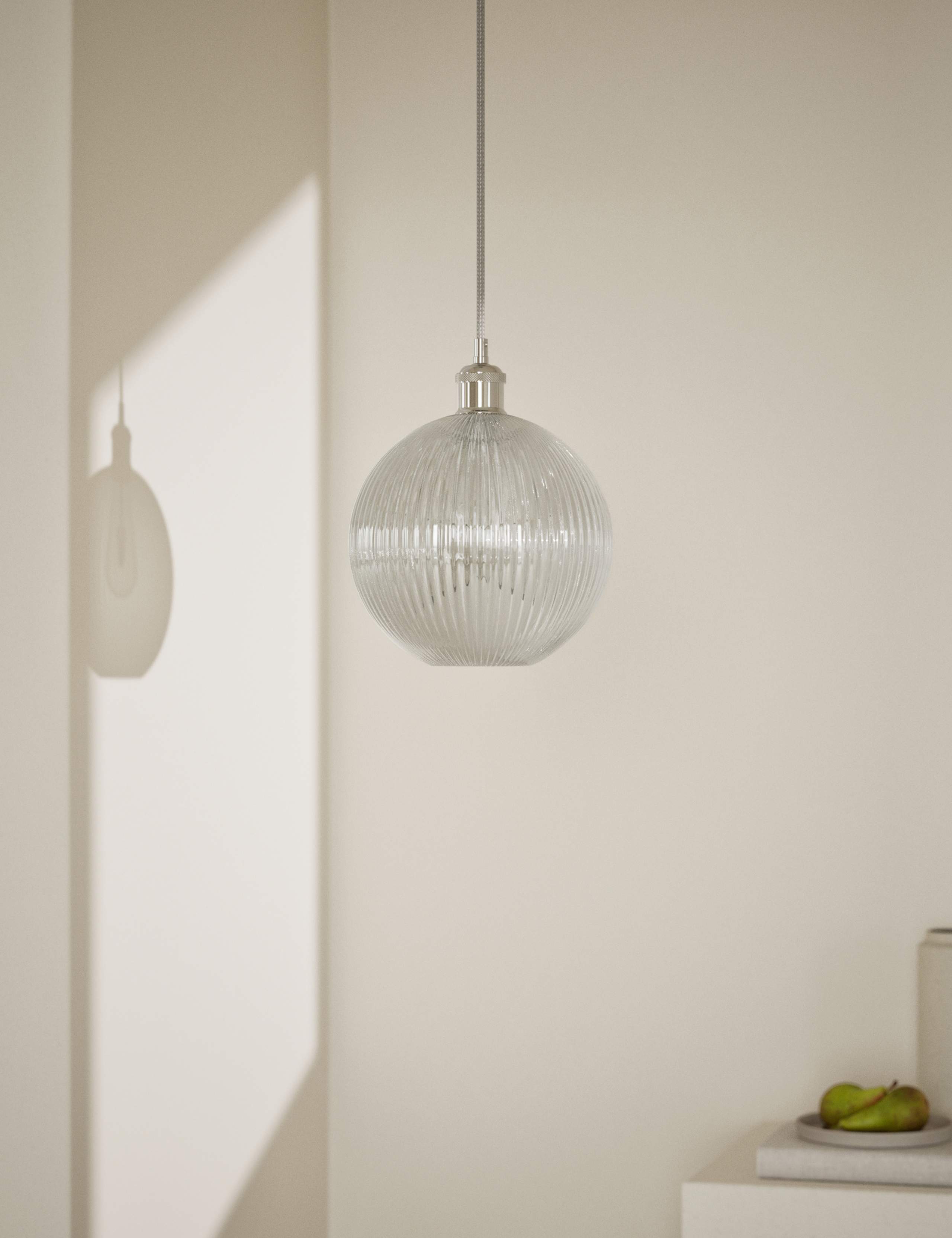 Ridged Glass Ceiling Lamp Shade