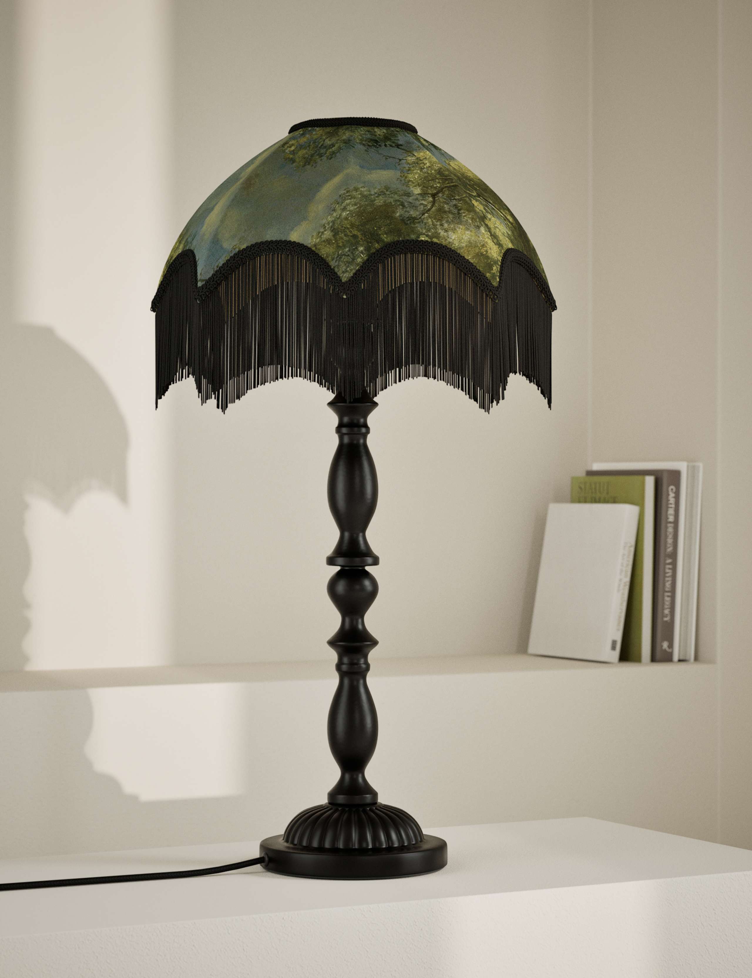 Velvet Floral Table Lamp