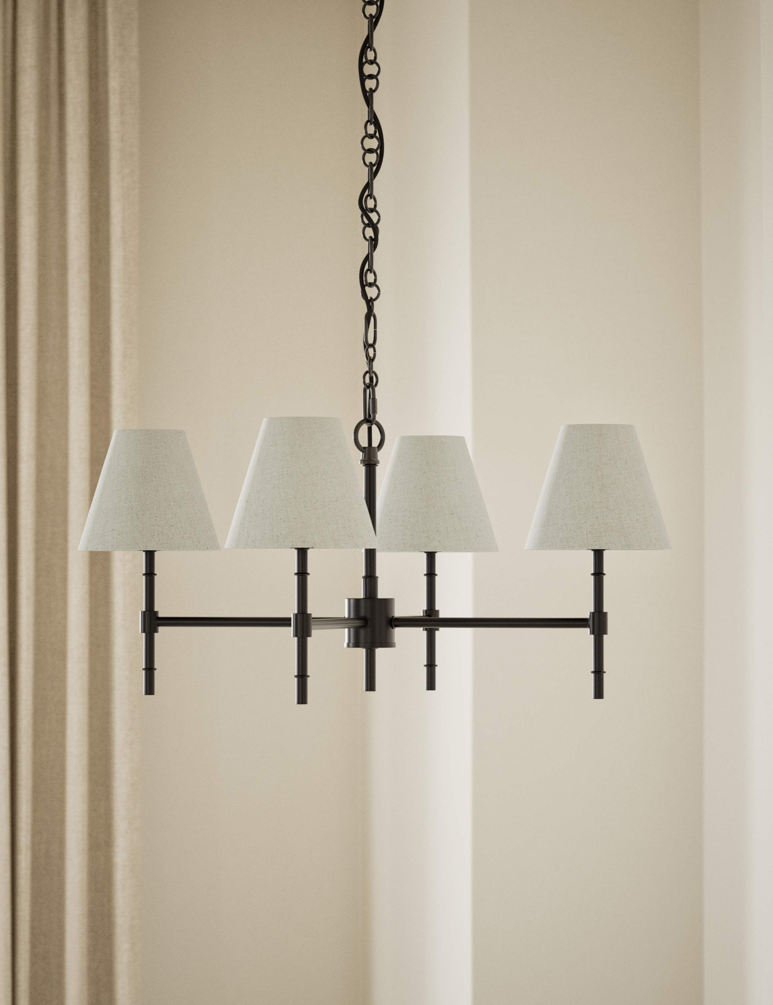 Metal Ribbed Multi-Shade Chandelier