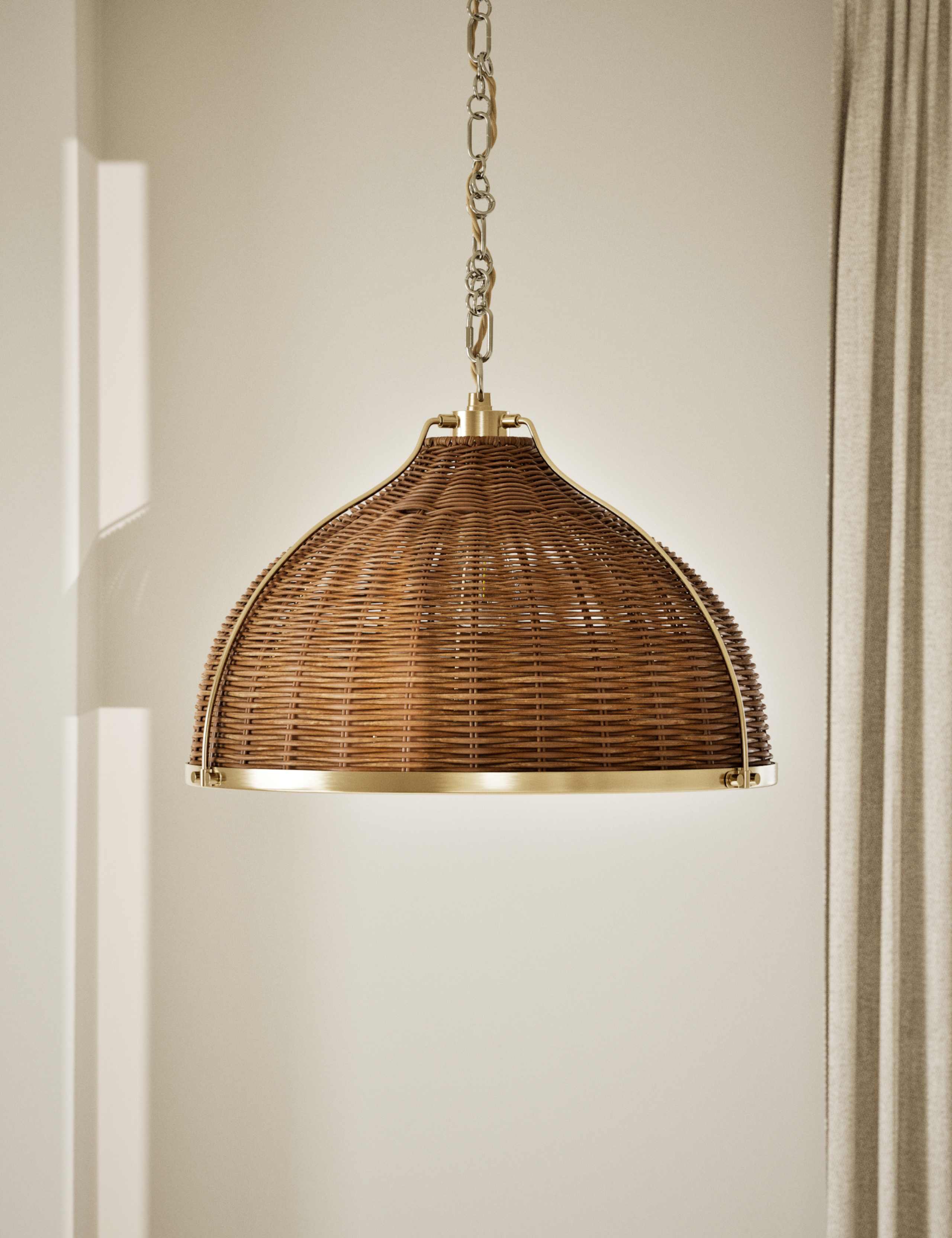 Bell Rattan Pendant Brass Metalwork