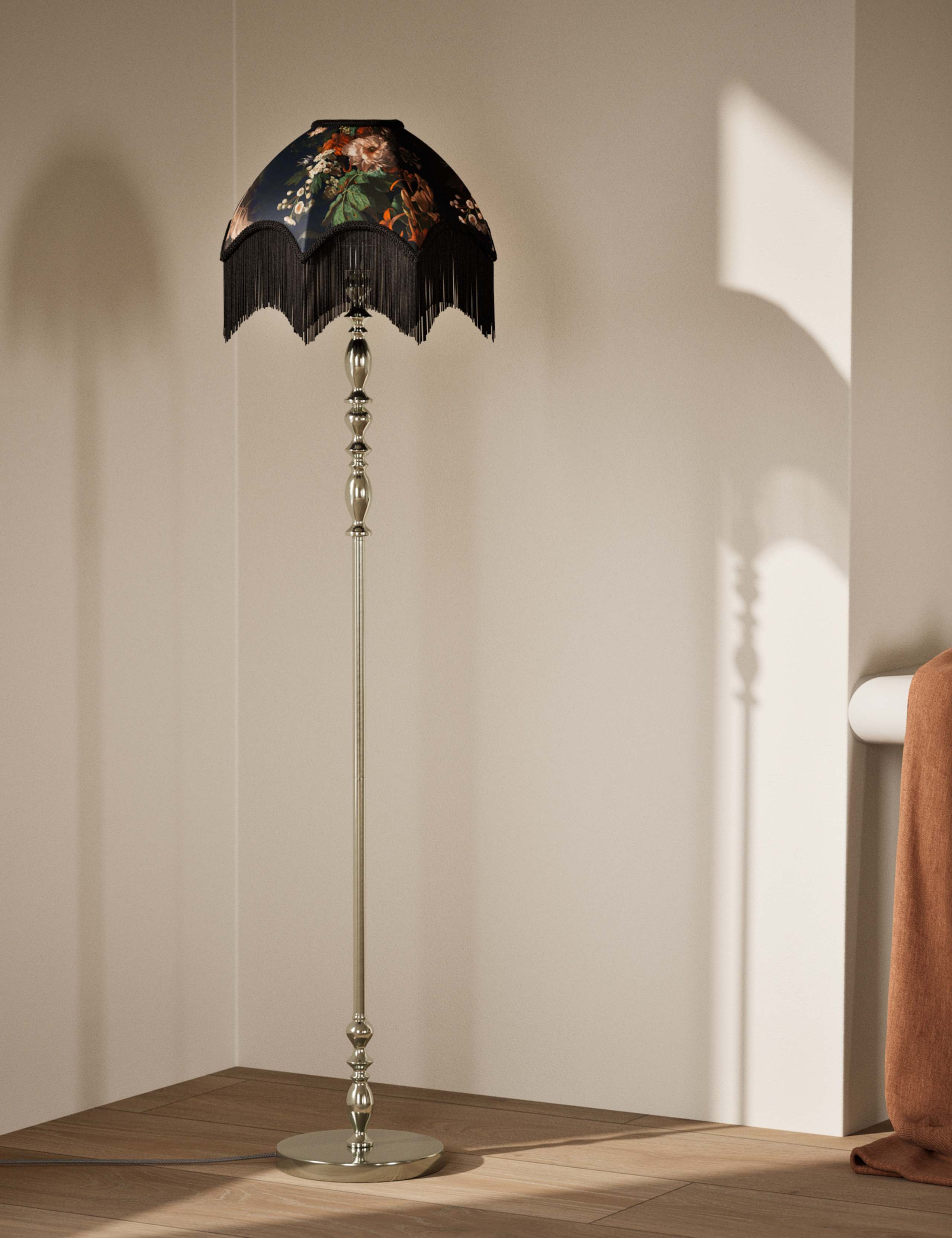 Floral Fringed Floor Lamp