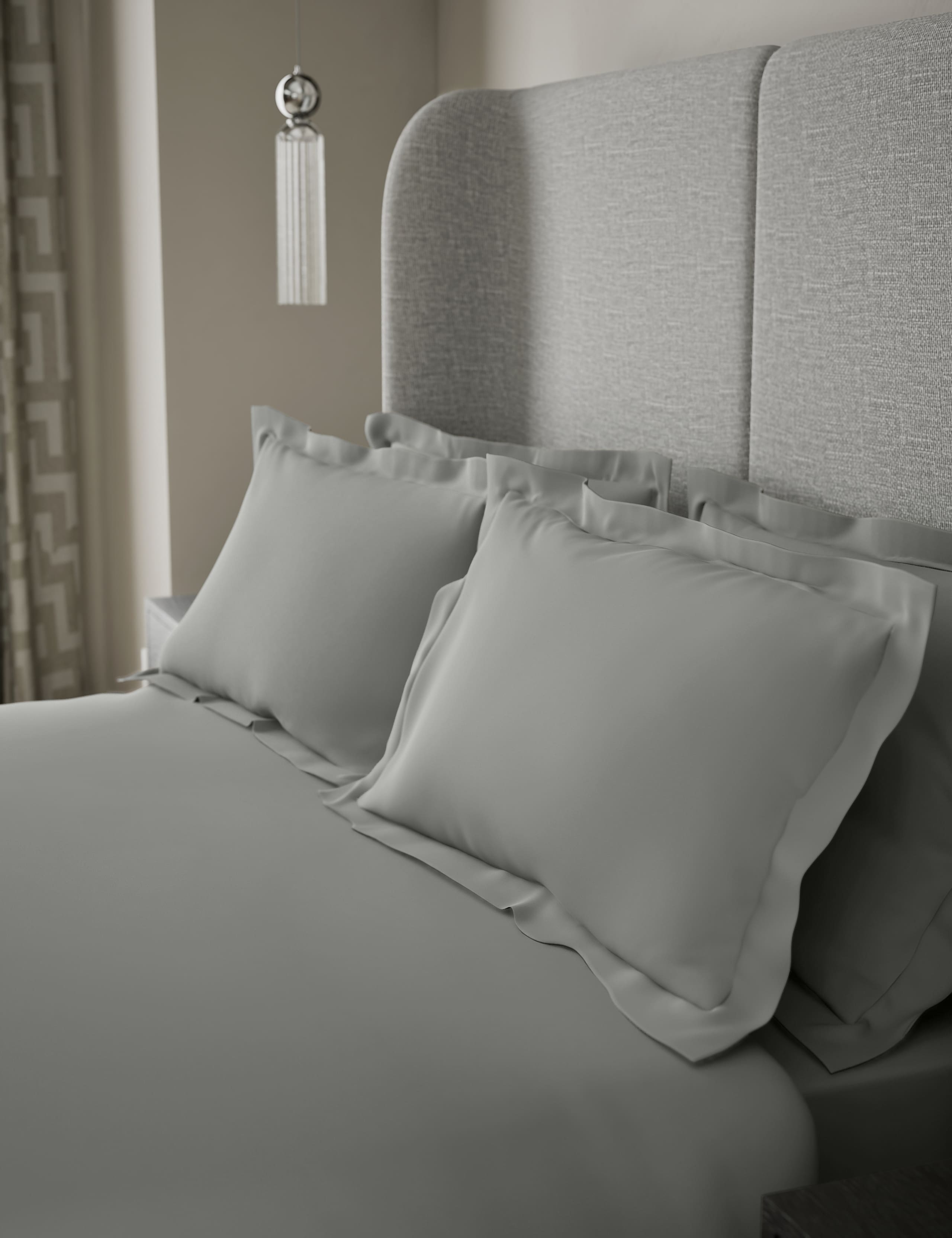 500TC Cotton Sateen 2pk Oxford Edge Pillowcase