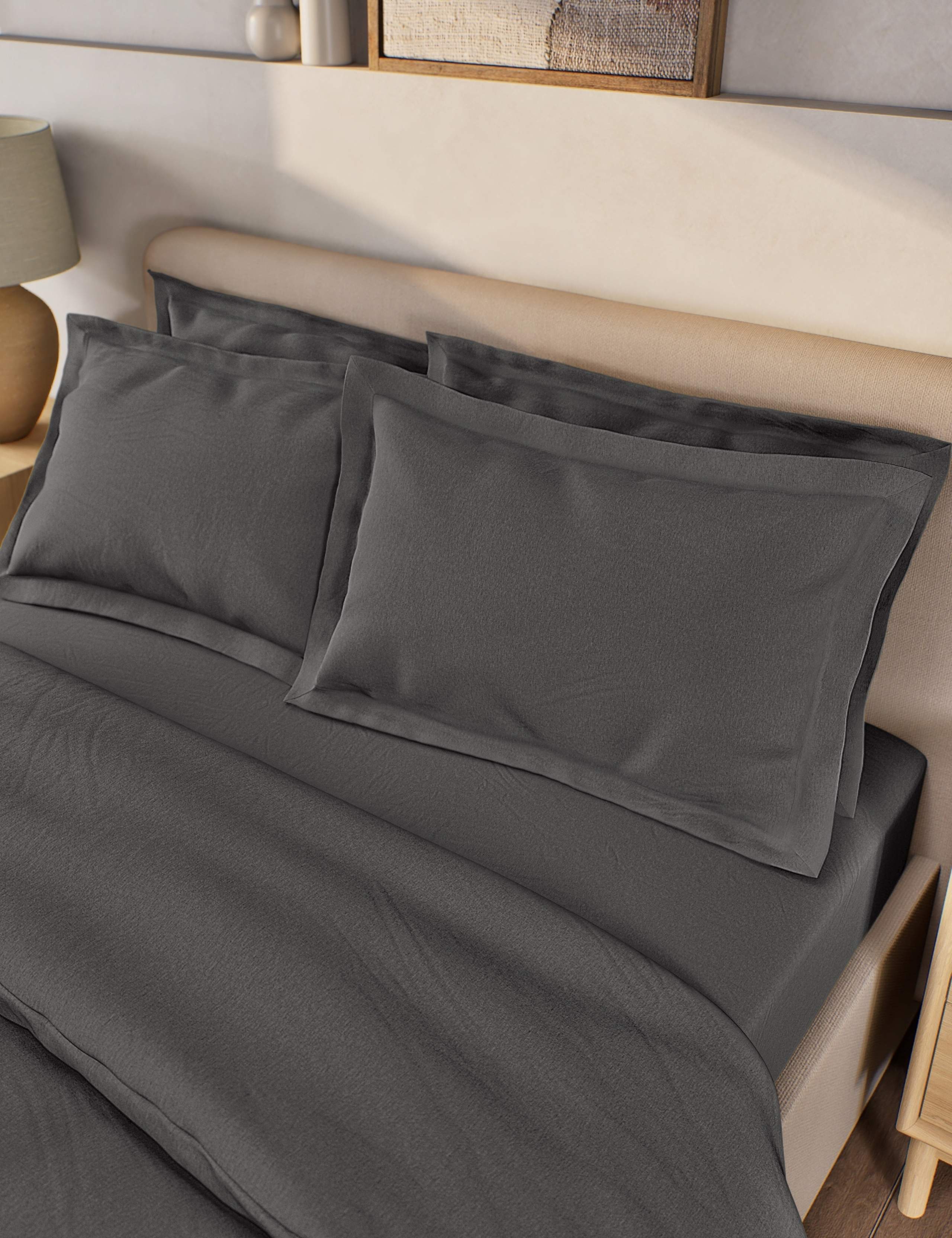 2pk Pure Brushed Cotton Oxford Pillowcases