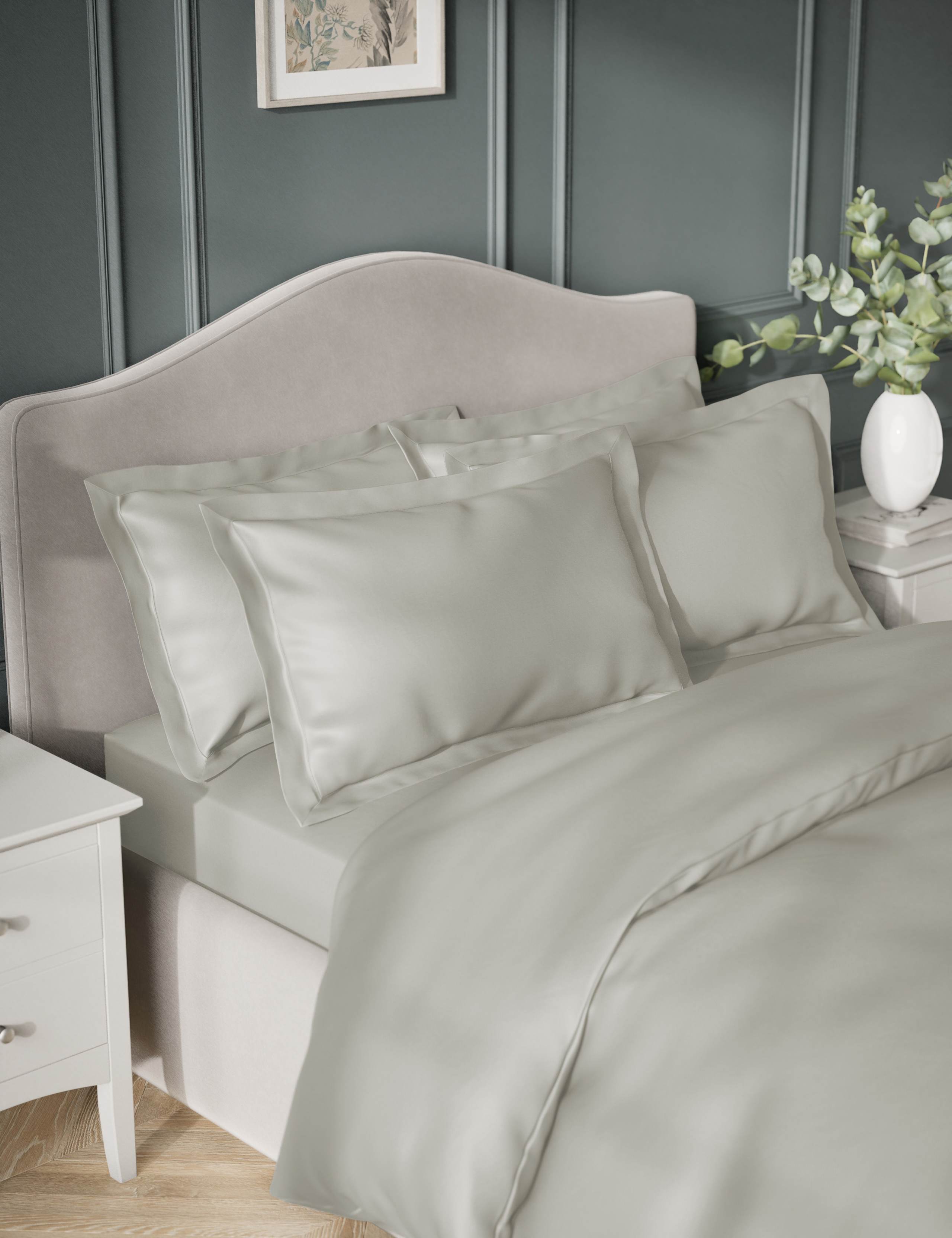 2pk Egyptian Cotton Sateen 400 Thread Count Oxford Pillowcases