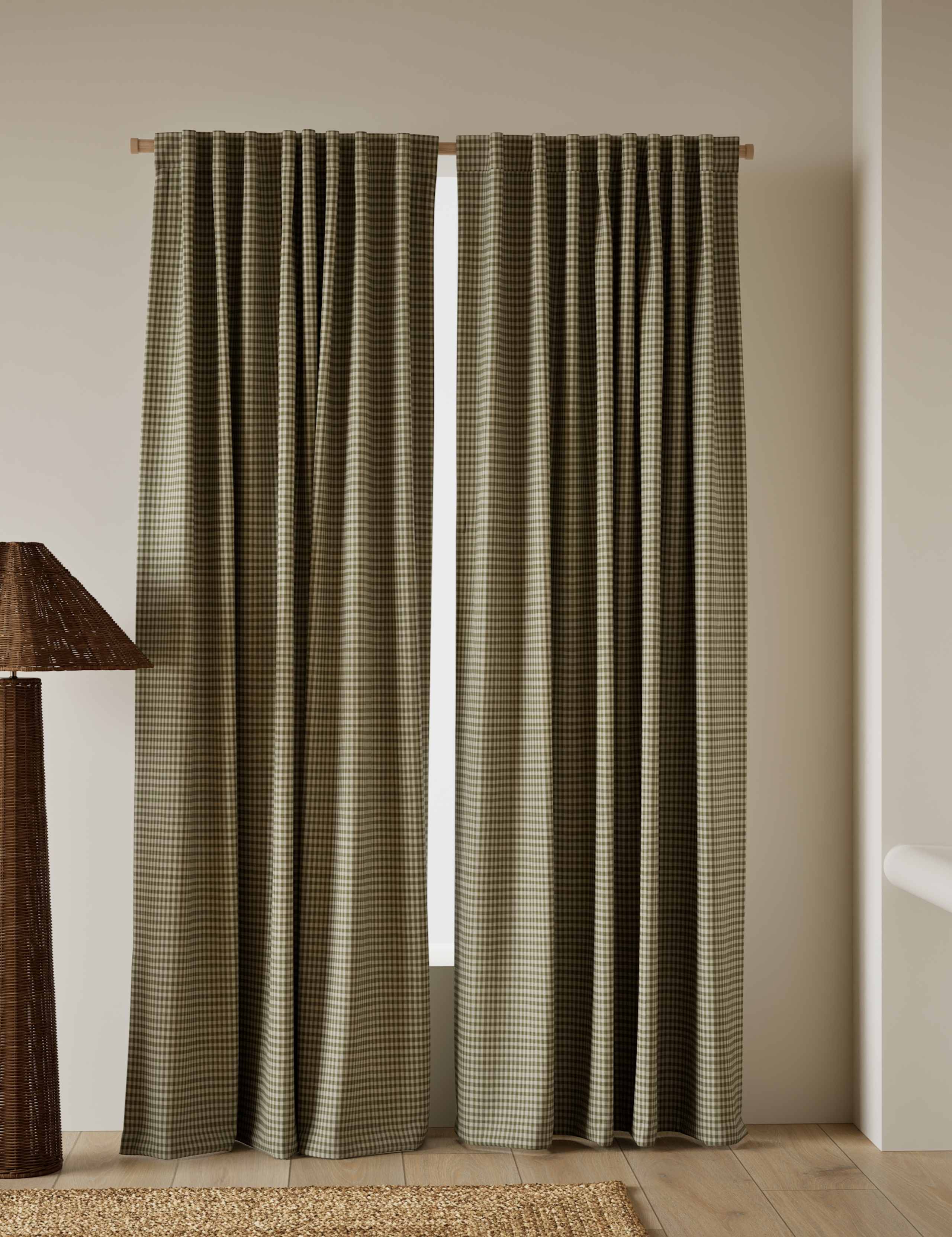 Pure Cotton Gingham Sheer Multiway Curtains