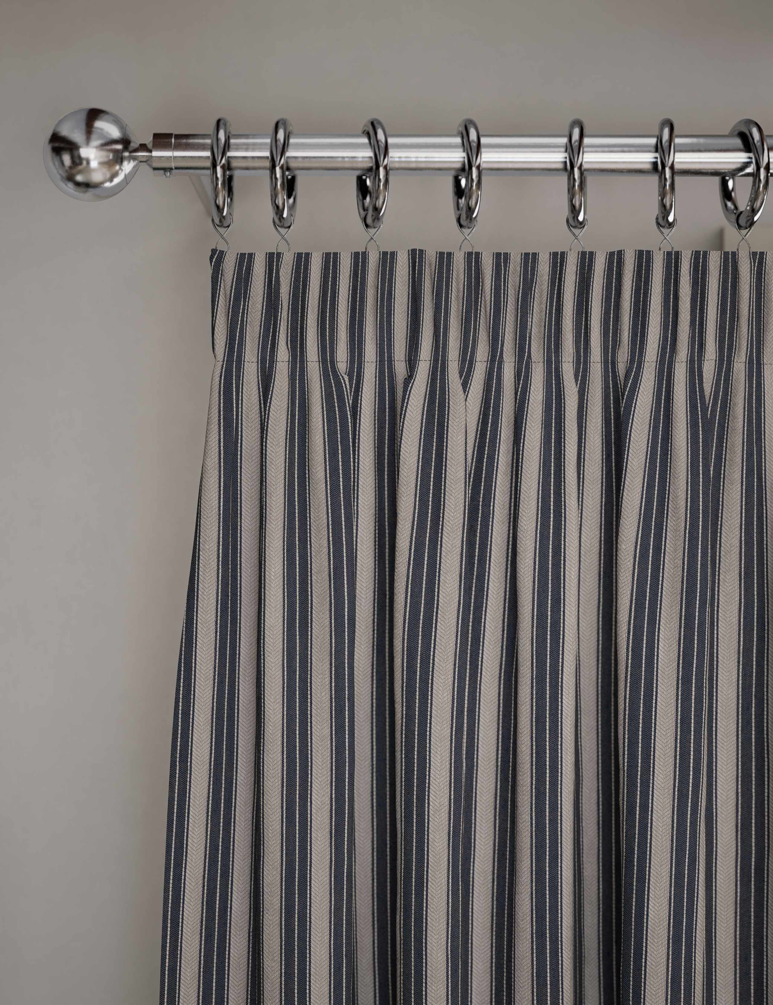 Cotton Rich Striped Pencil Pleat Curtains
