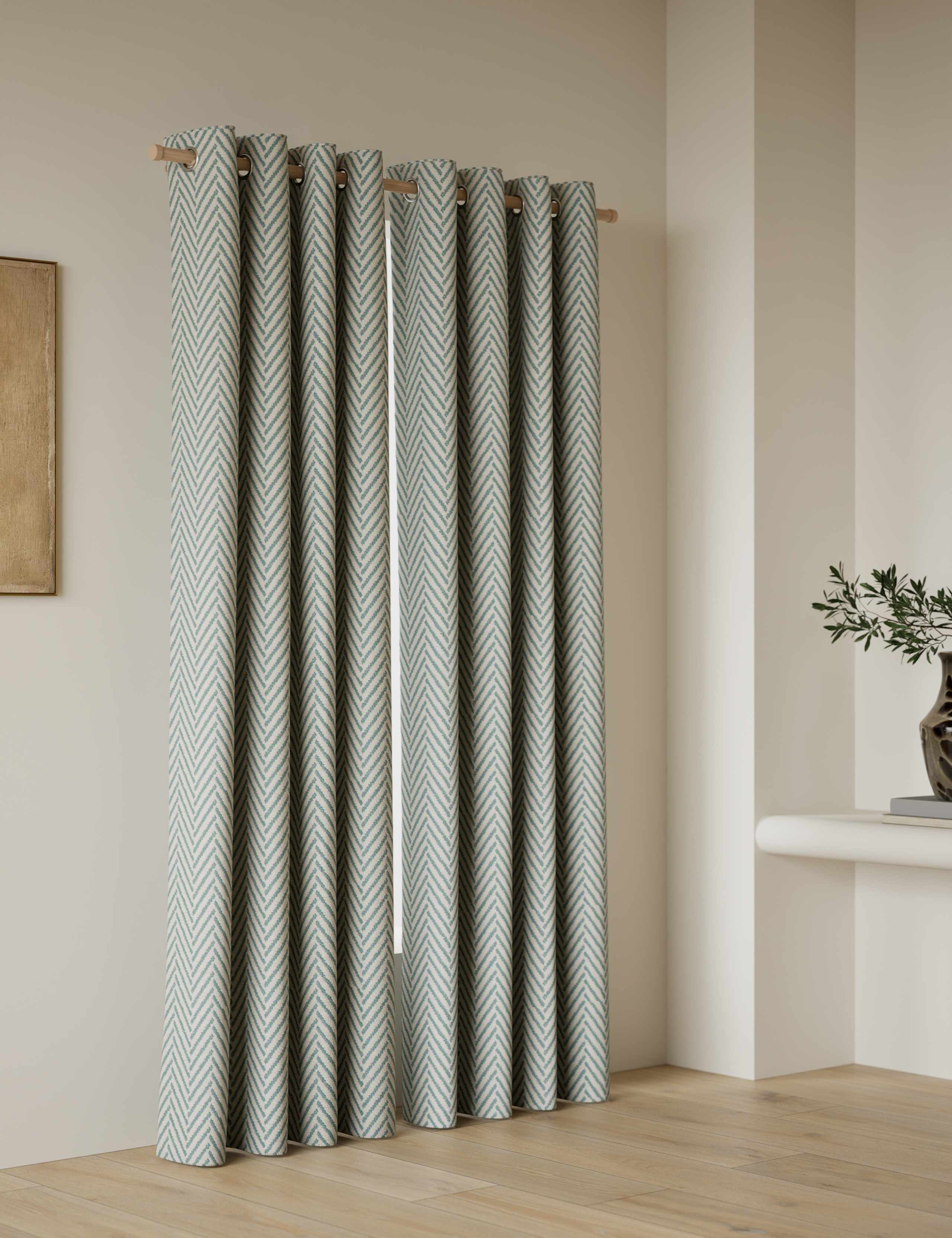 Textured Herringbone Eyelet Curtains