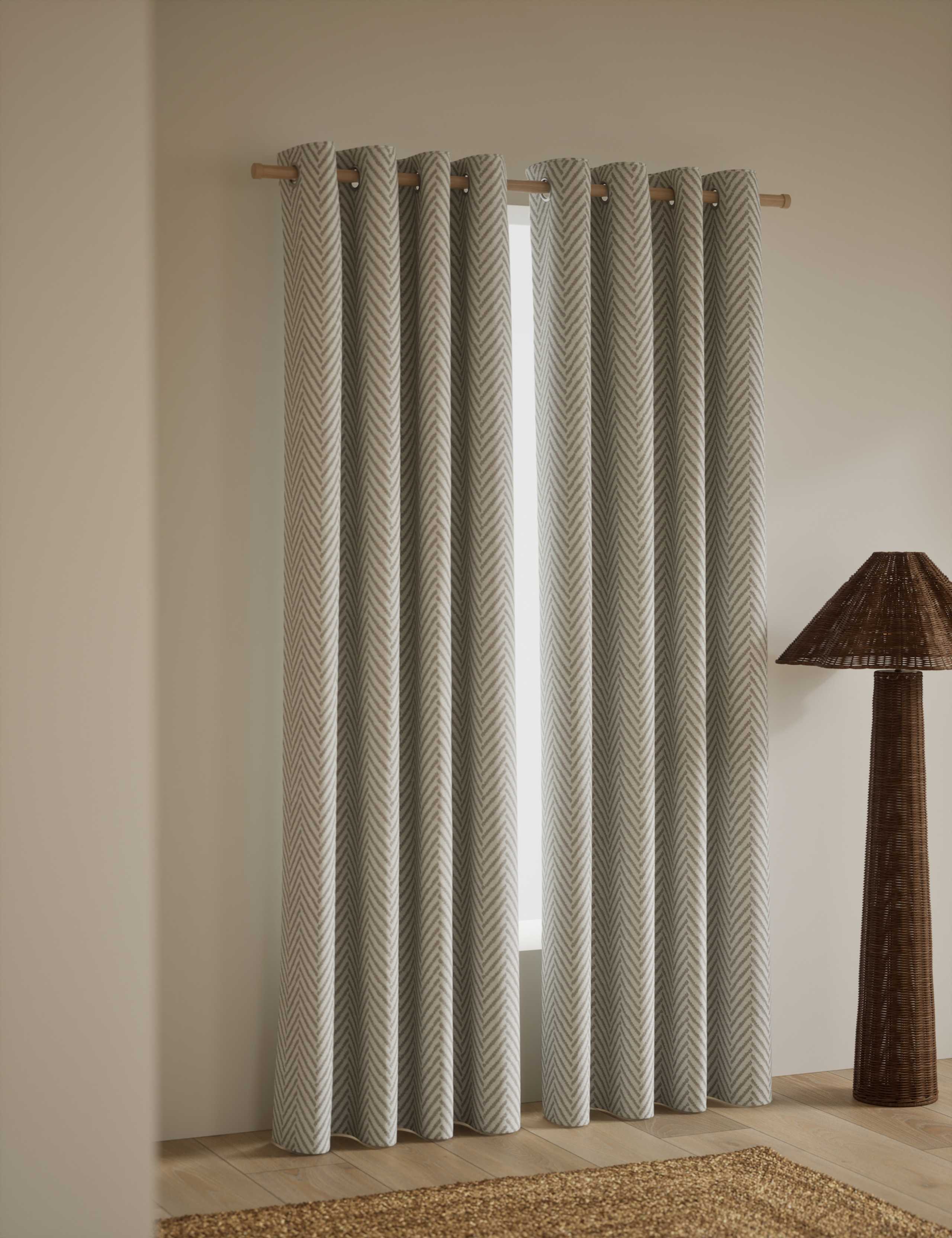 Textured Herringbone Eyelet Curtains