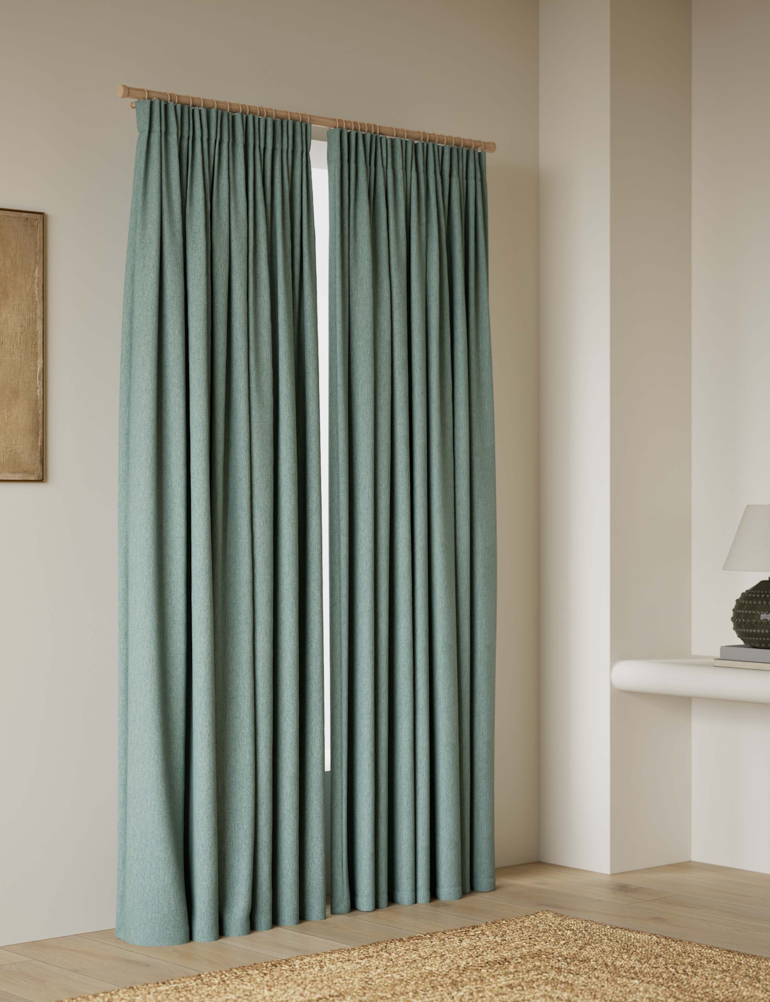 Brushed Pencil Pleat Blackout Thermal Curtains