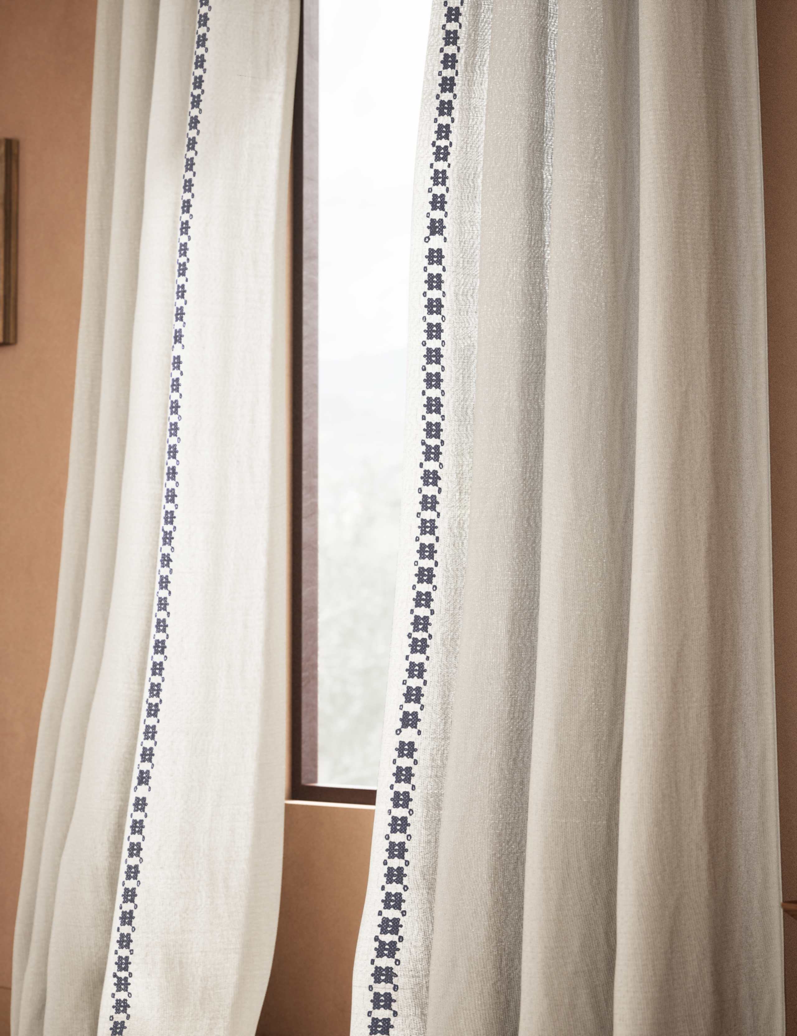 Pure Cotton Embroidered Sheer Curtains