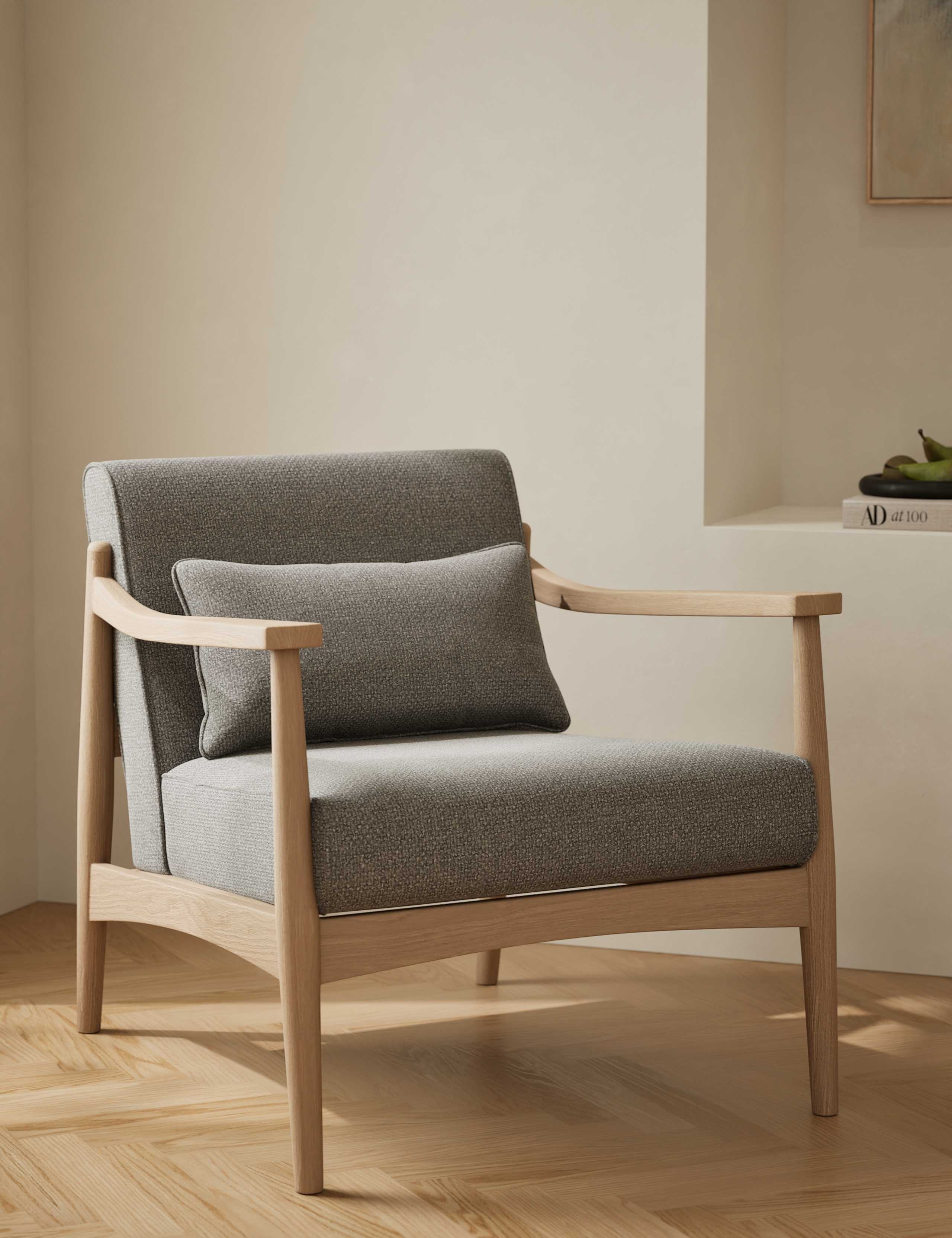 Sherwood Light Oak Chenille Accent Chair