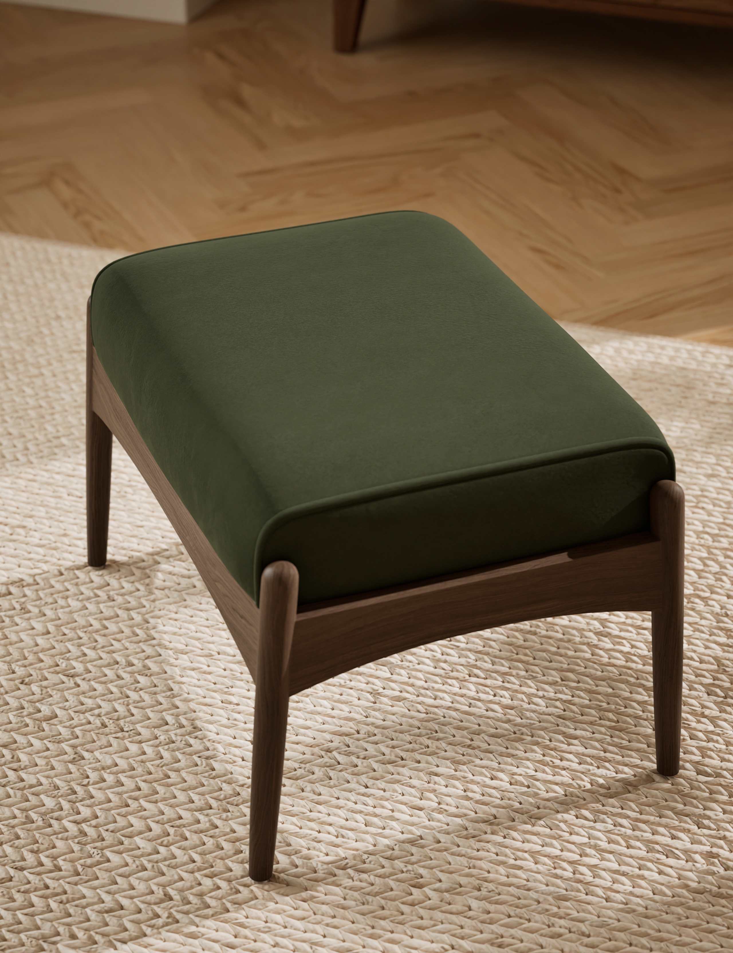 Sherwood Dark Oak Velvet Footstool