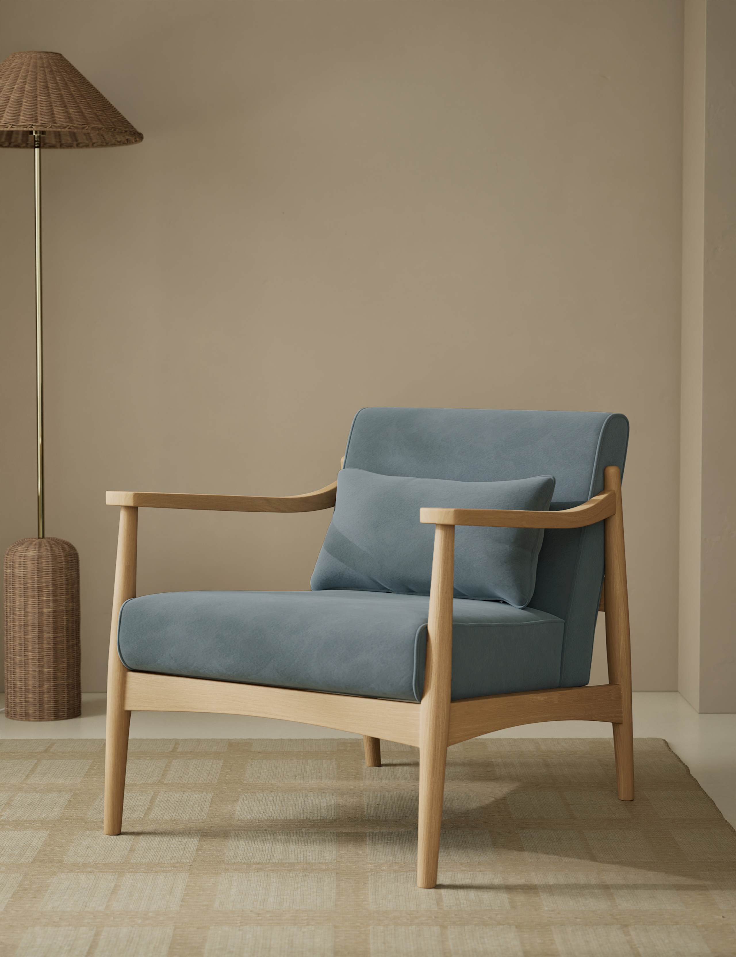 Sherwood Light Oak Velvet Accent Chair