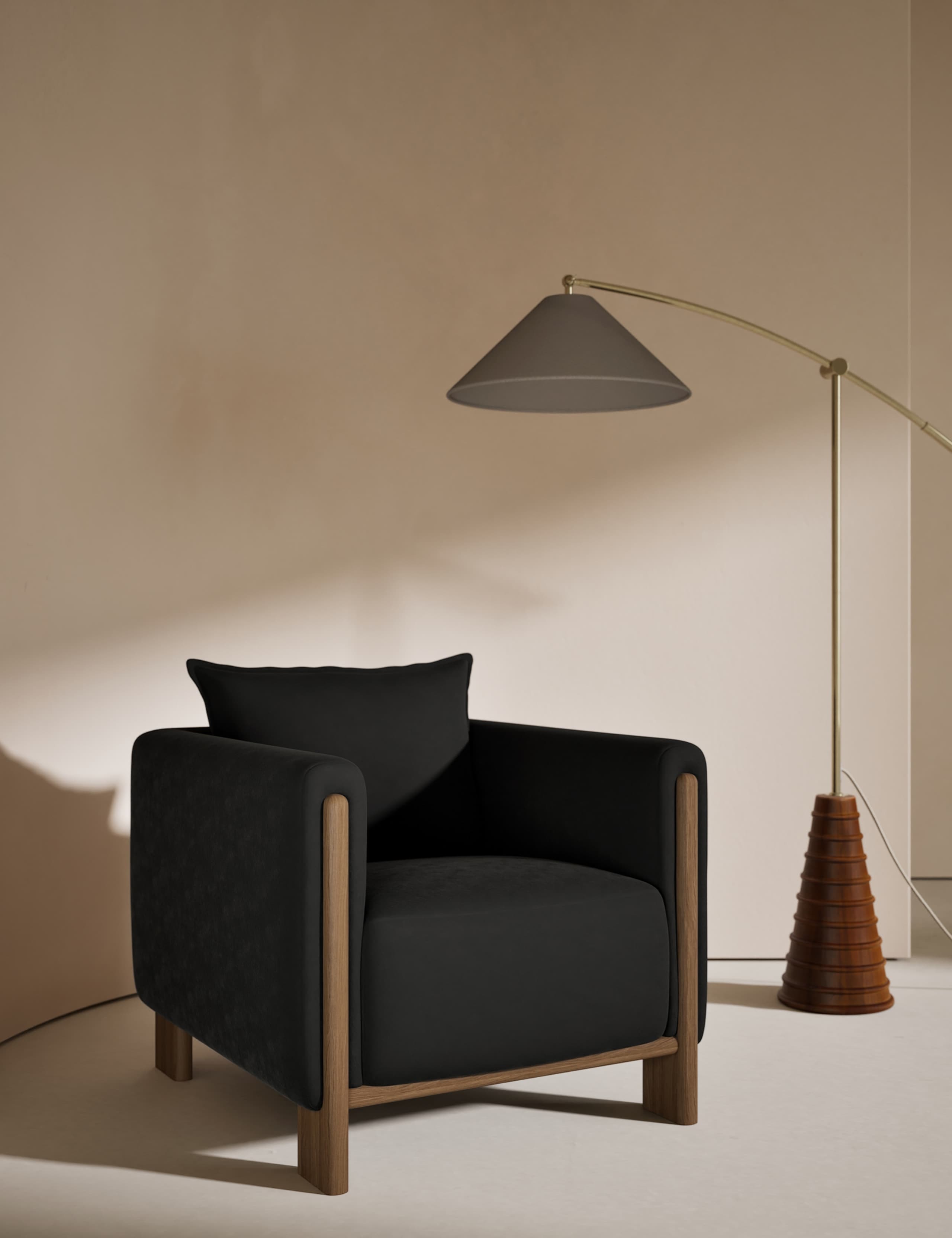 Block Velvet Accent Chair