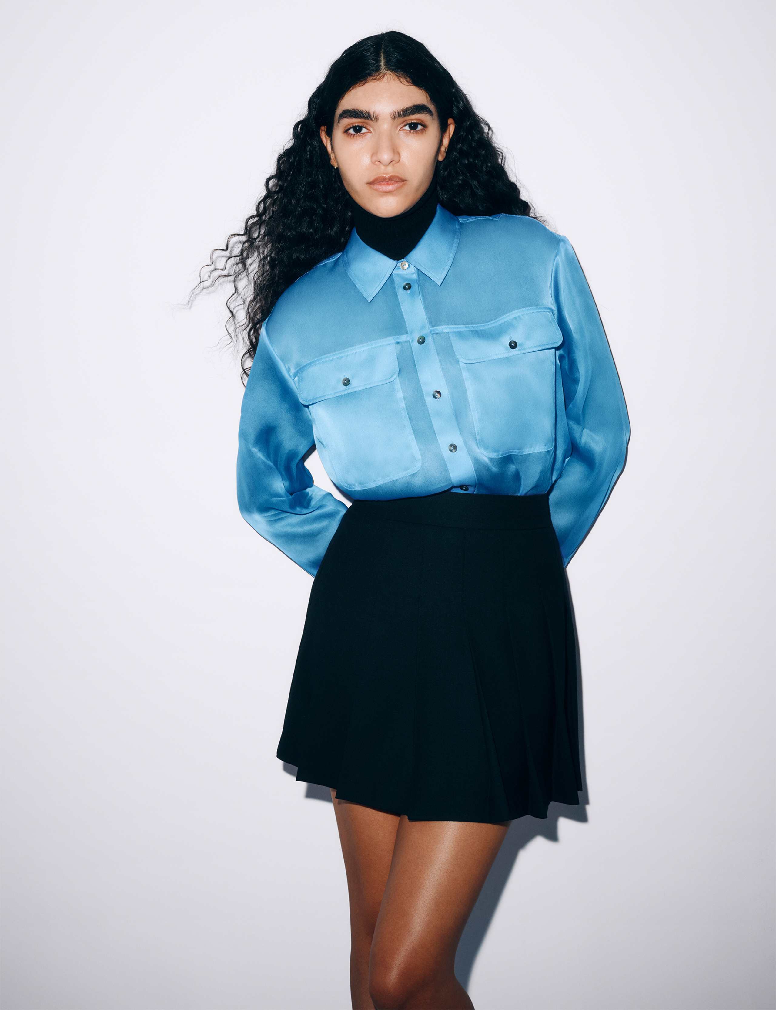 Wool Blend Pleated Mini Skirt