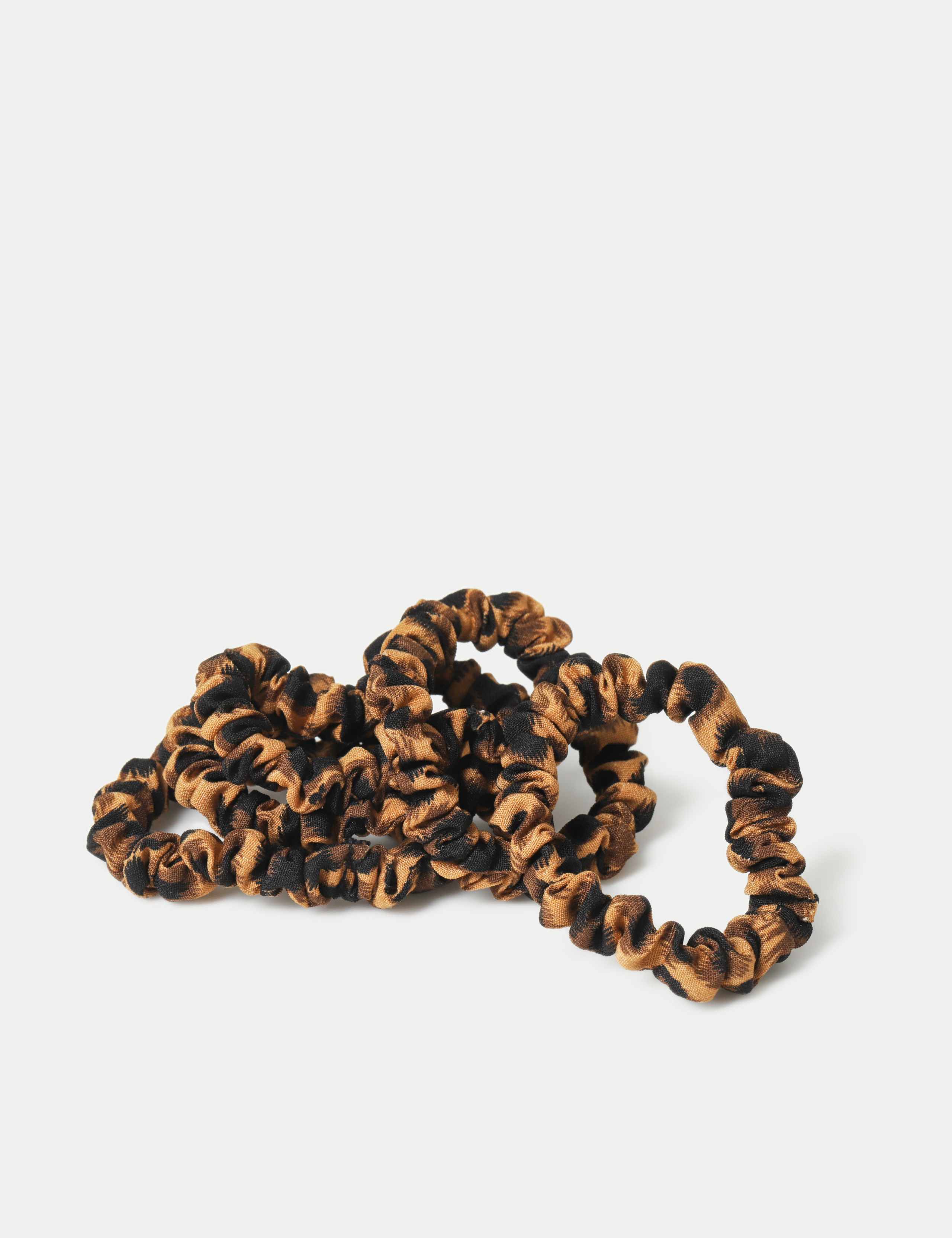 5 Pack Leopard Print Mini Scrunchie Set