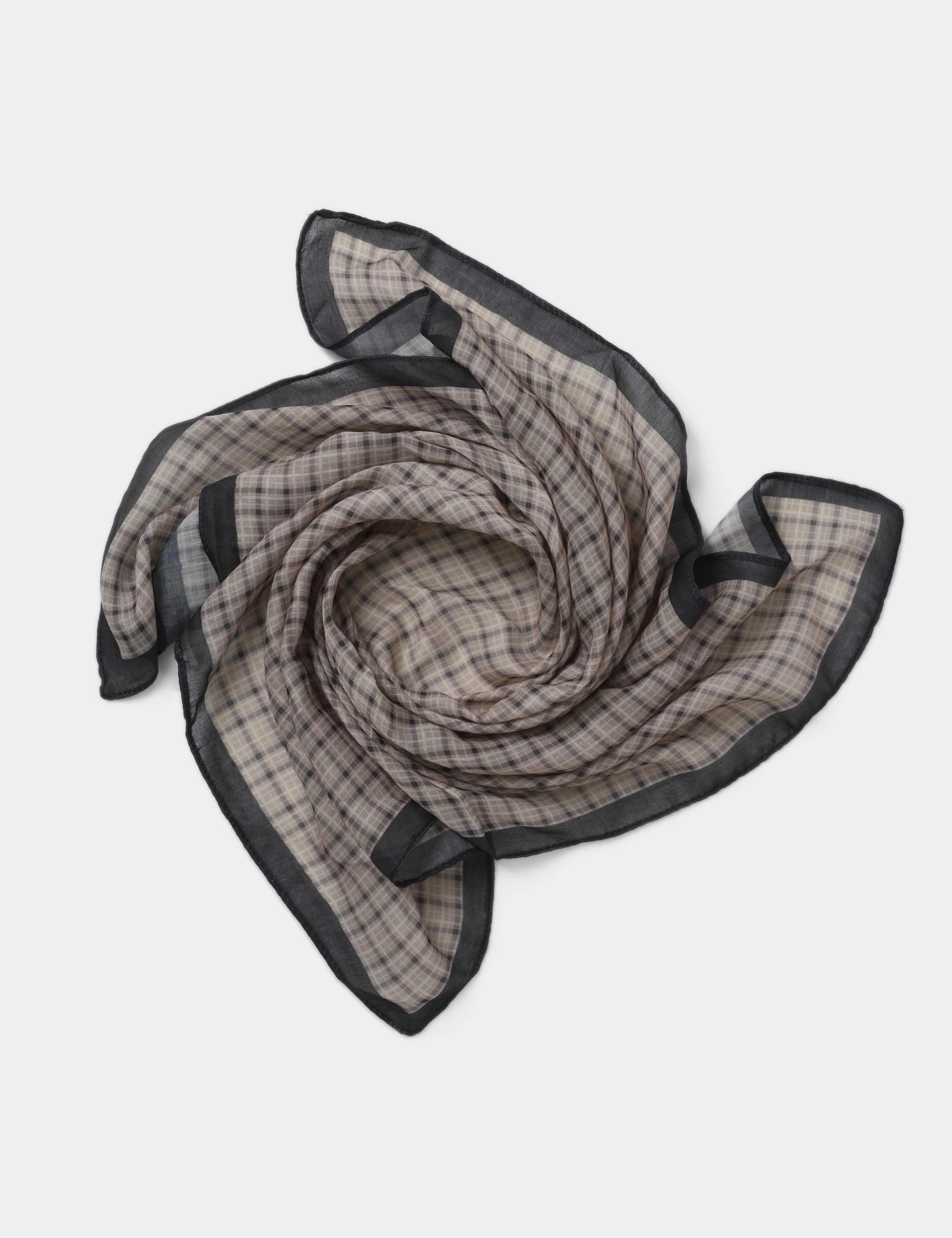 Beige and Blue Check Scarf