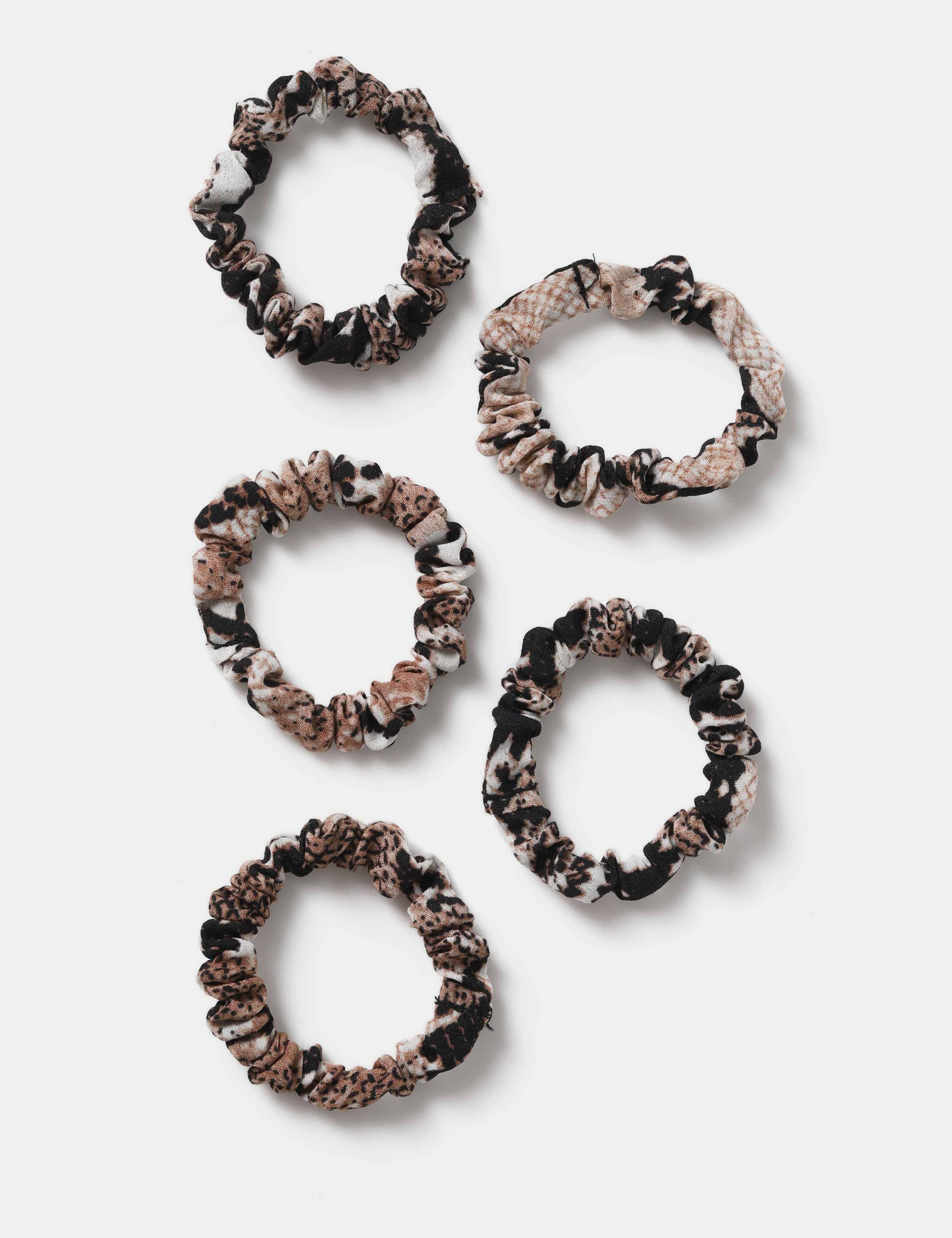 5 Pack Snake Print Mini Scrunchie Set