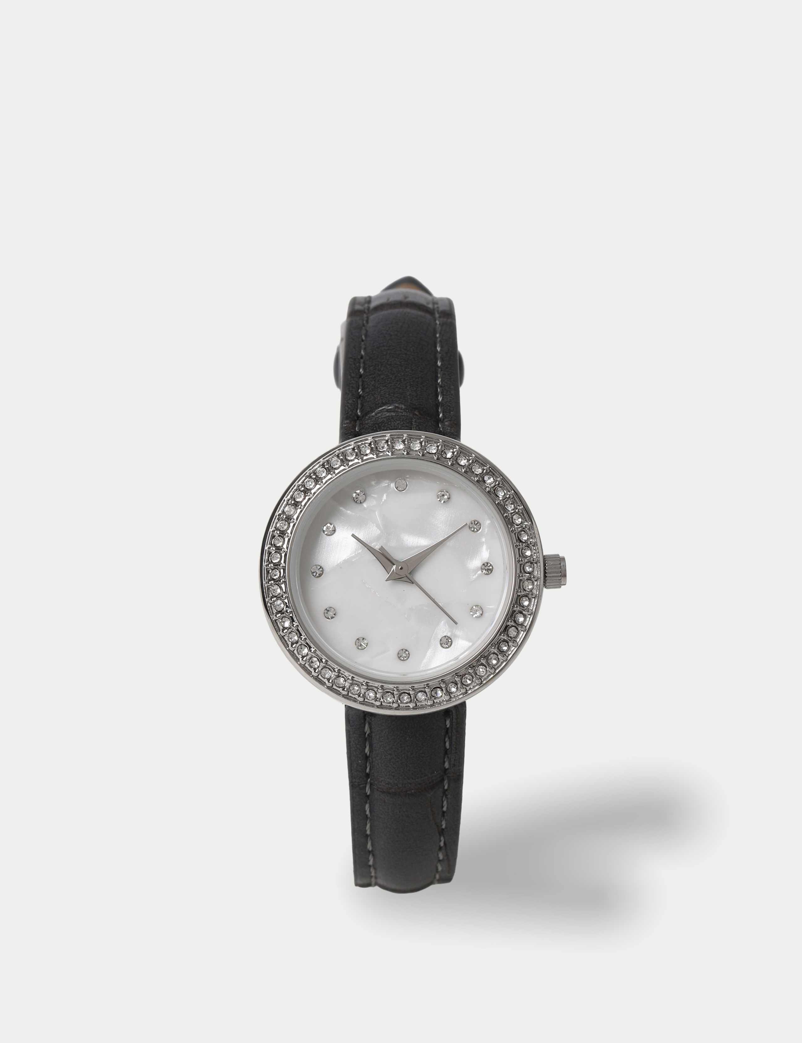 Embellished Grey and White Face Watch