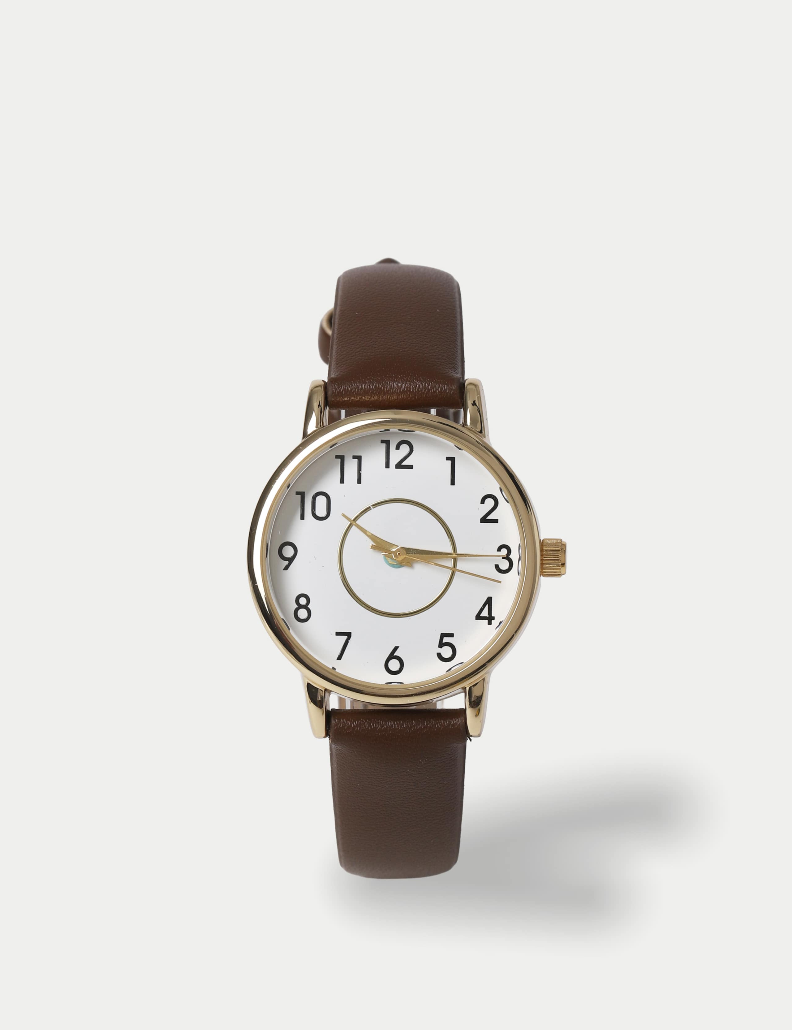 Chocolate Minimalist Faux Leather Strap Watch
