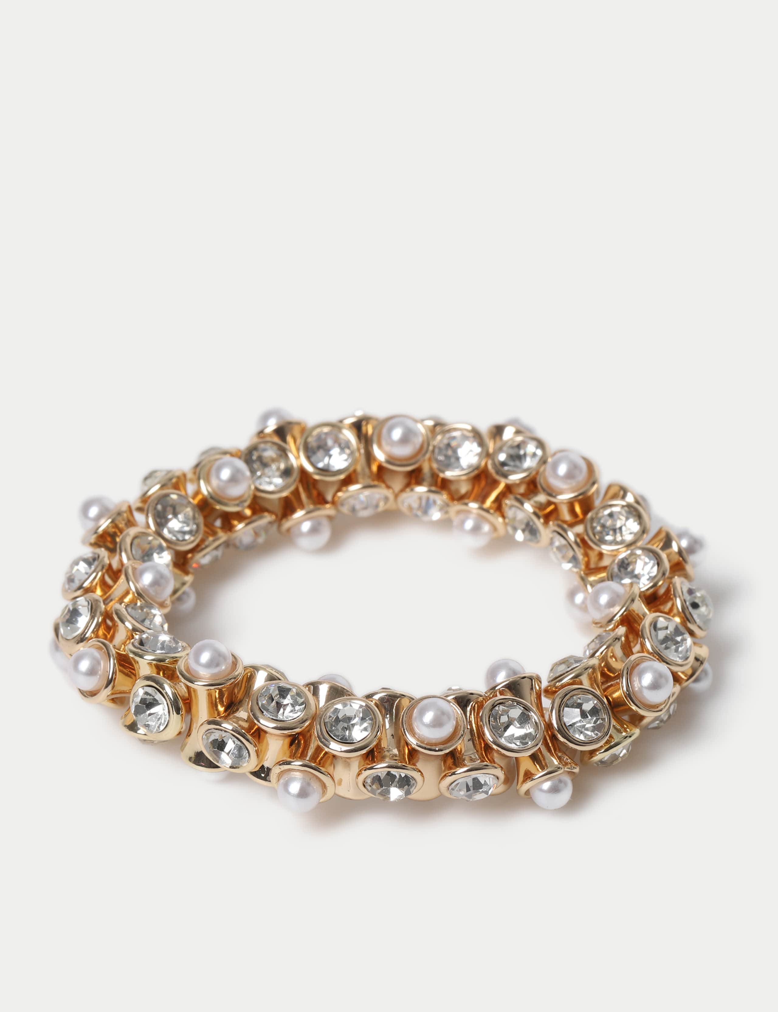 Rhinestone and Pearl Stretch Bracelet