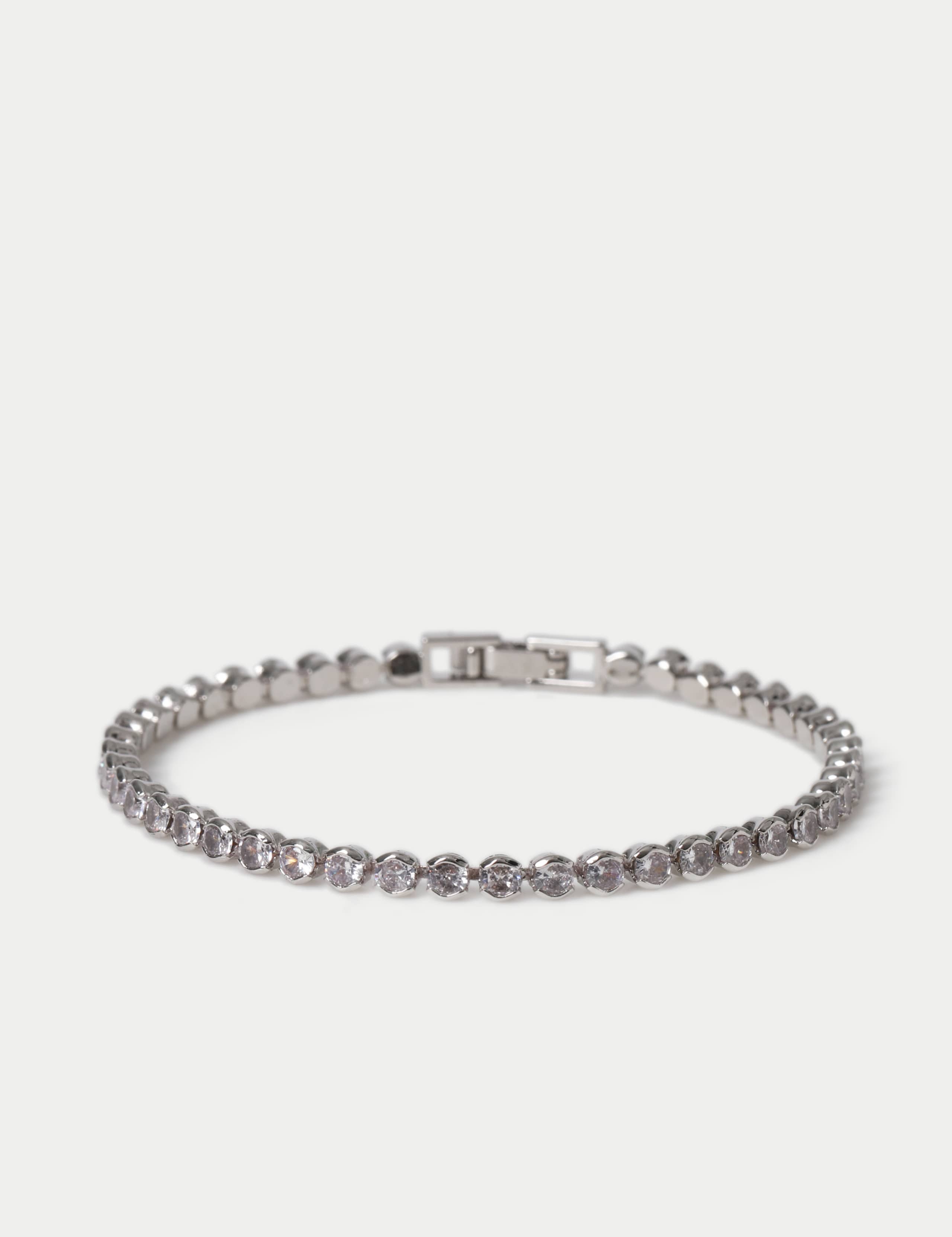Platinum Plated Cubic Zirconia Tennis Bracelet